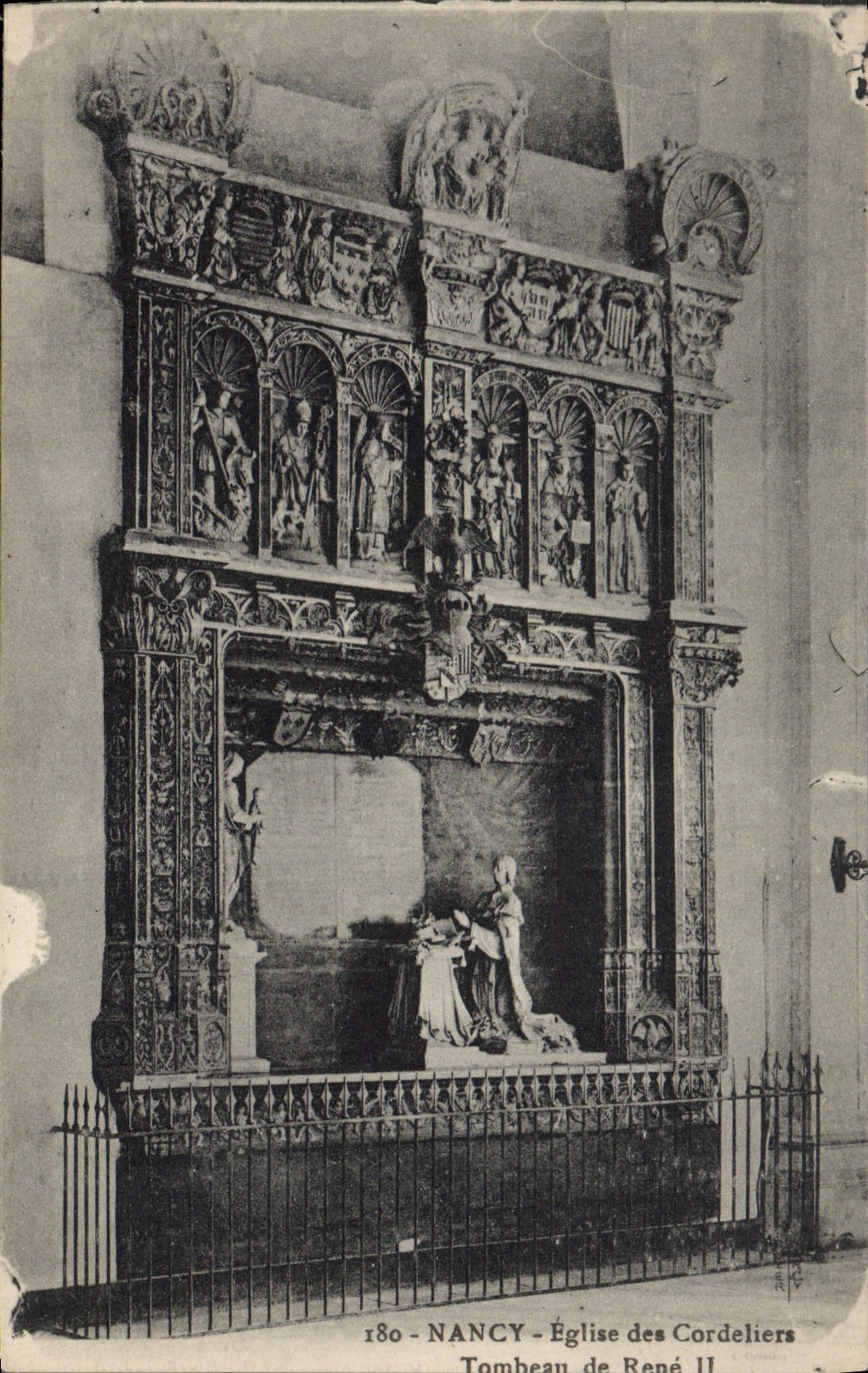 Iglesia de Nancy de la POSTAL de la VENDIMIA de la tumba de Cordeliers de Rene L