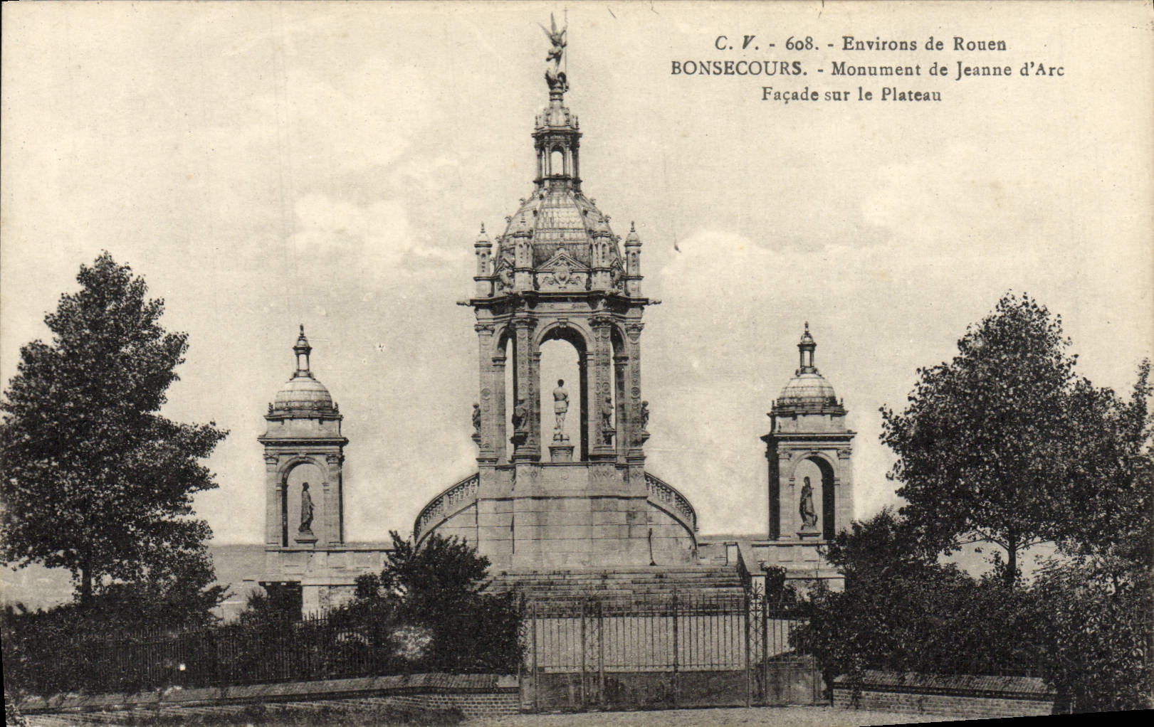 VINTAGE POSTCARD Bonsecours Monument of Jeanne D' Arc Frontage on the plate