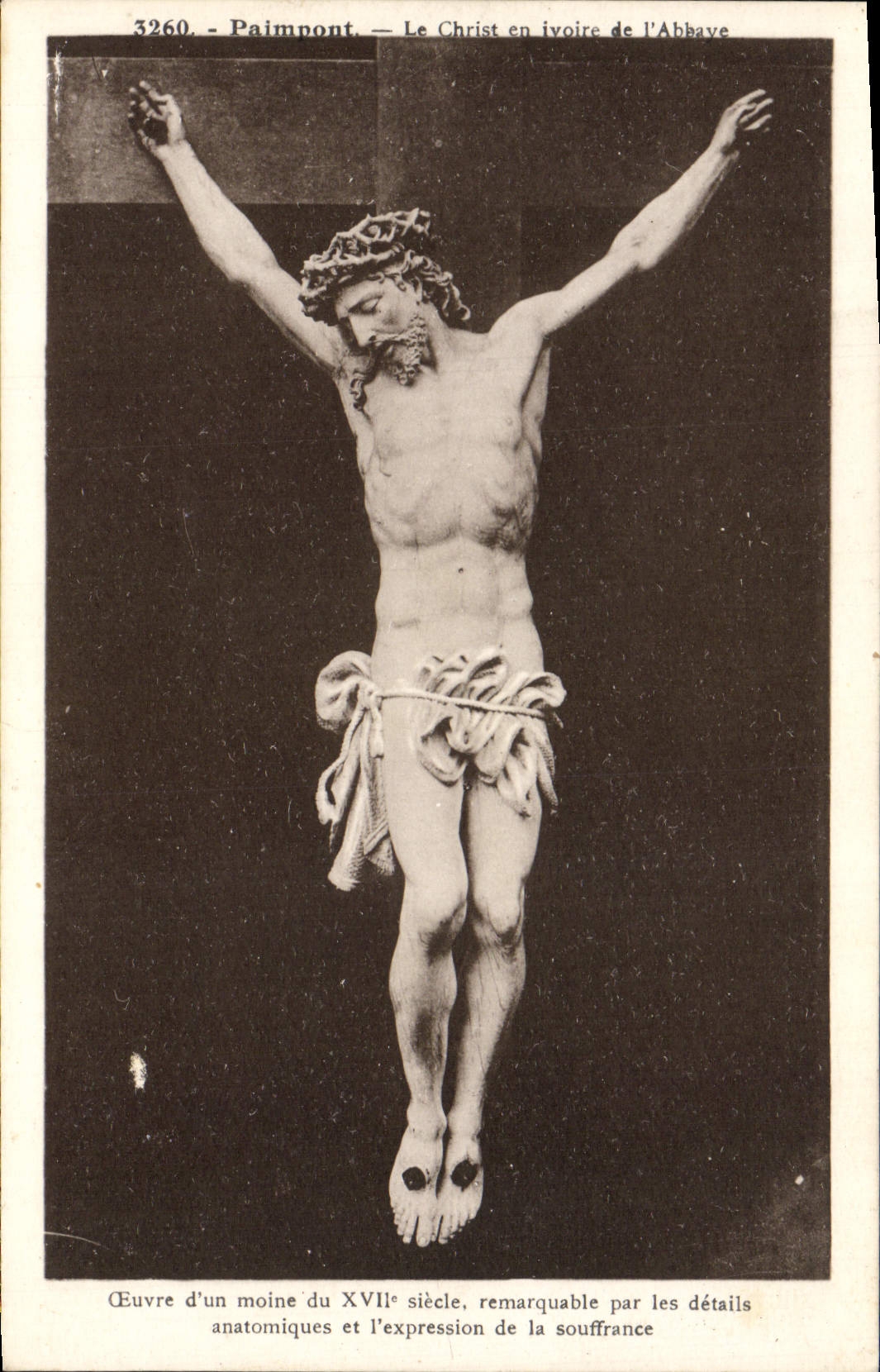 VINTAGE POSTCARD Paimpont ivory Christ of the Abbey