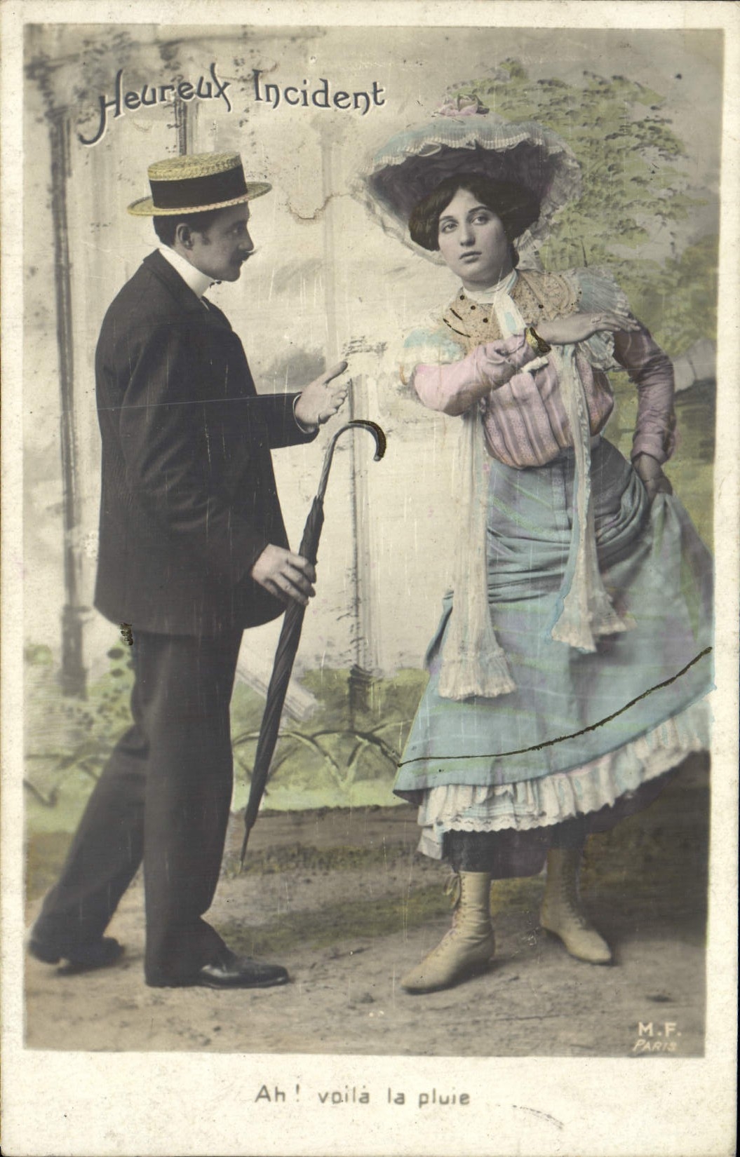 VINTAGE POSTCARD Fantasy Happy Woman Incident