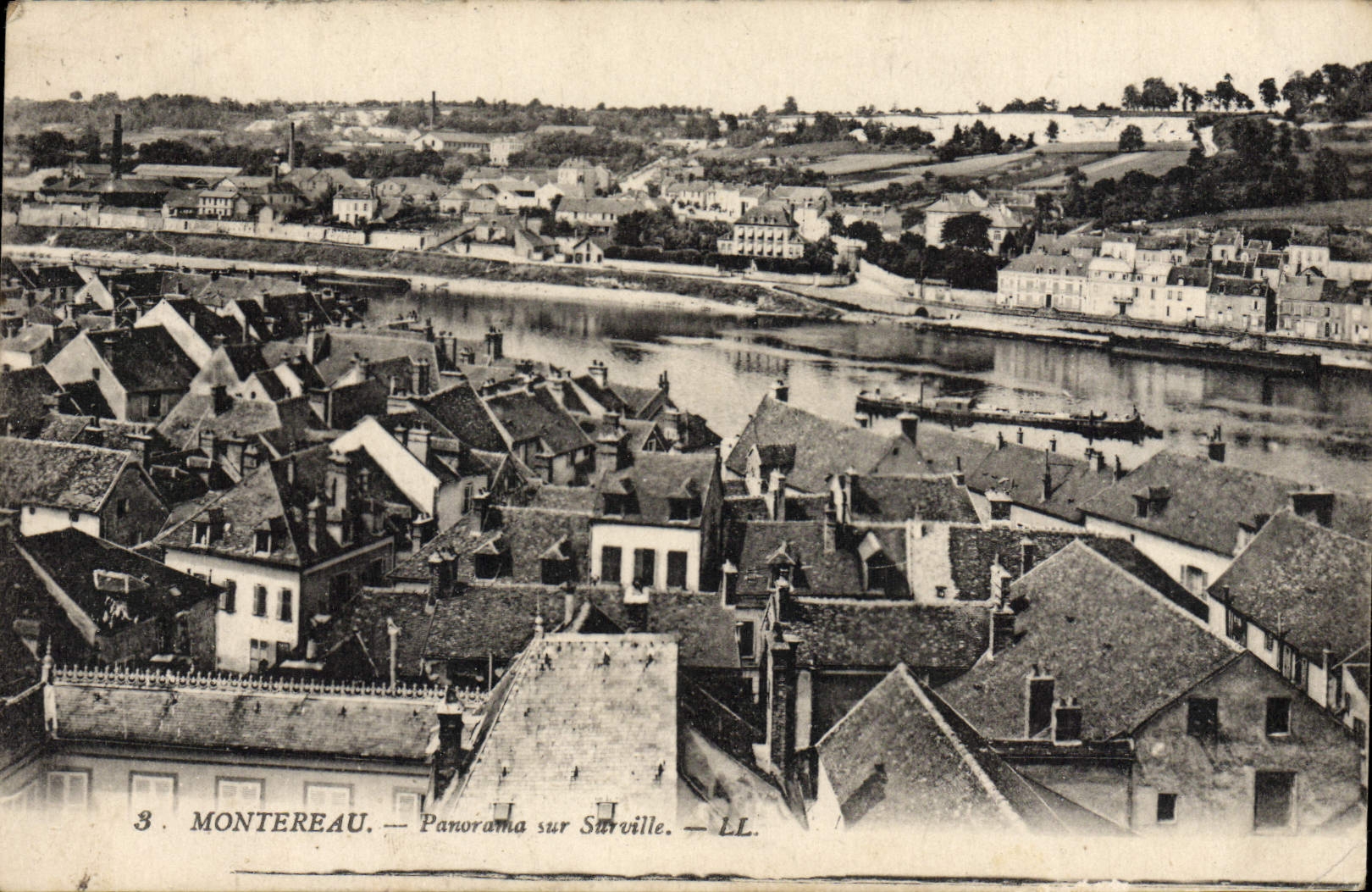 VINTAGE POSTCARD Montereau Panorama on Surville