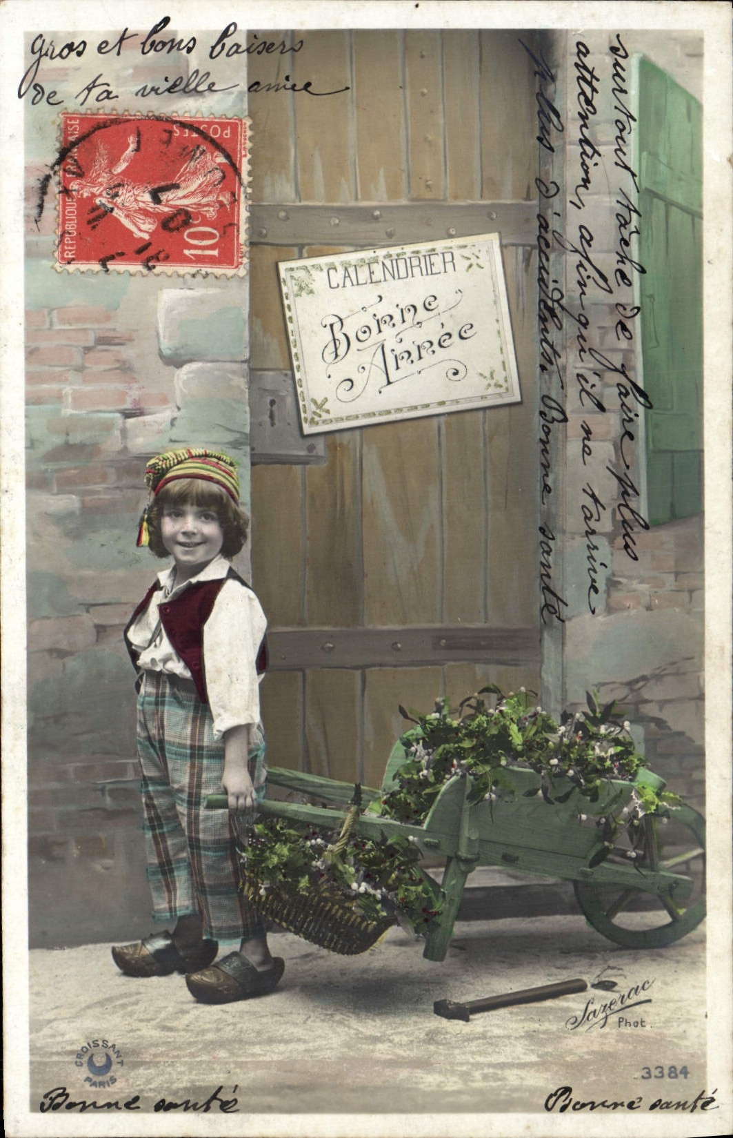 CPA Fantaisie Enfant Calendrier Bonne Annee 