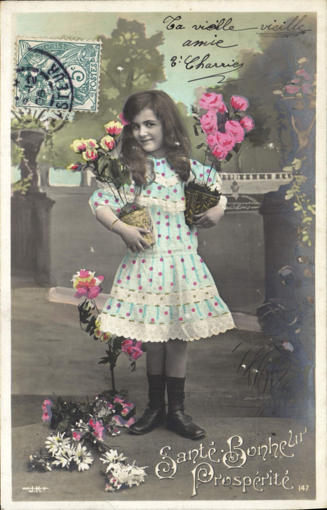 CPA Fantaisie Enfant Sante Bonheur Prosperite 