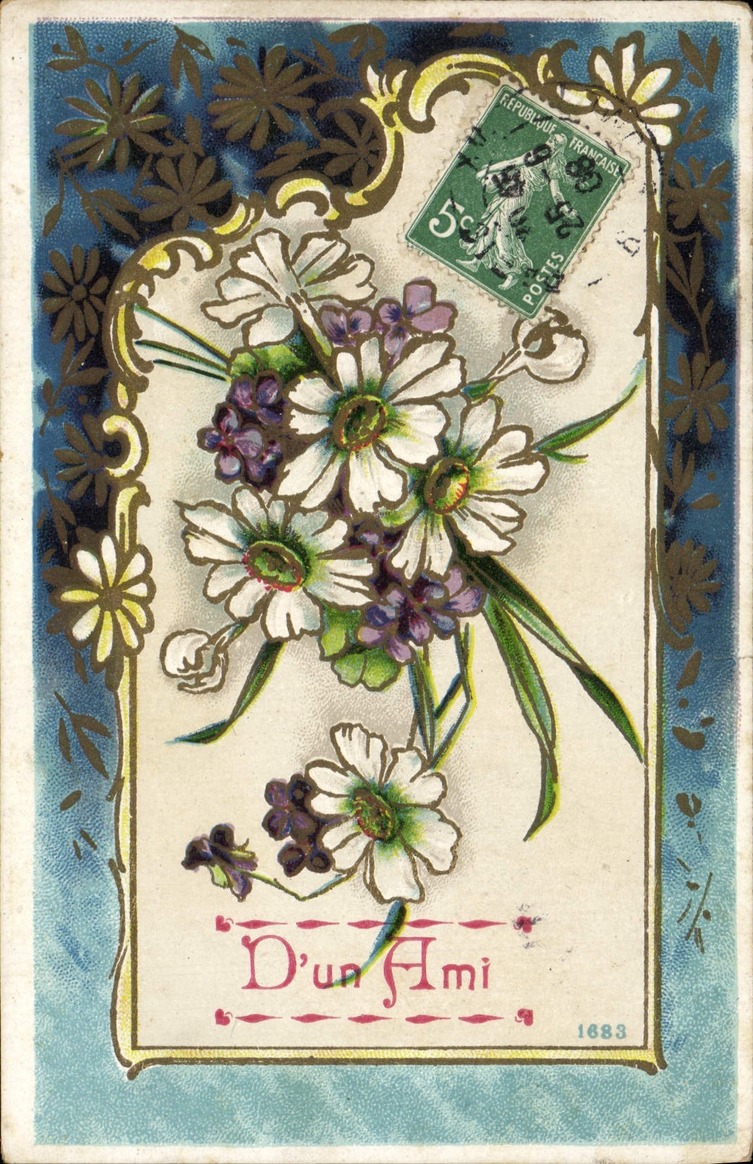 VINTAGE POSTCARD Fantasy Flowers Of a Friend