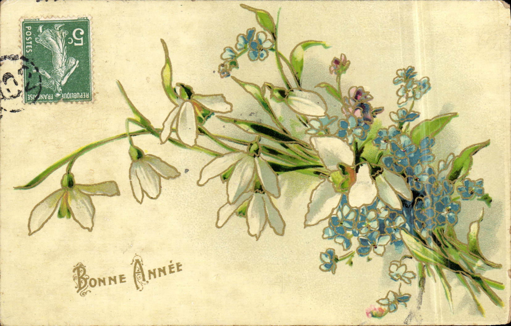 CPA Fantaisie Fleurs Bonne Annee 