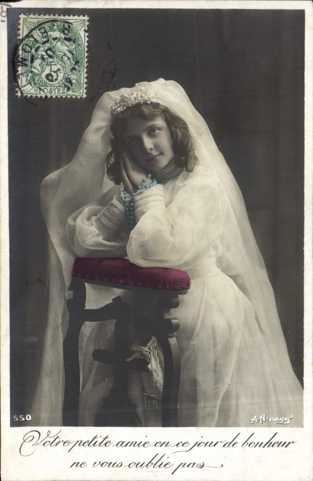 VINTAGE POSTCARD Fantasy Child Marriage Communicant
