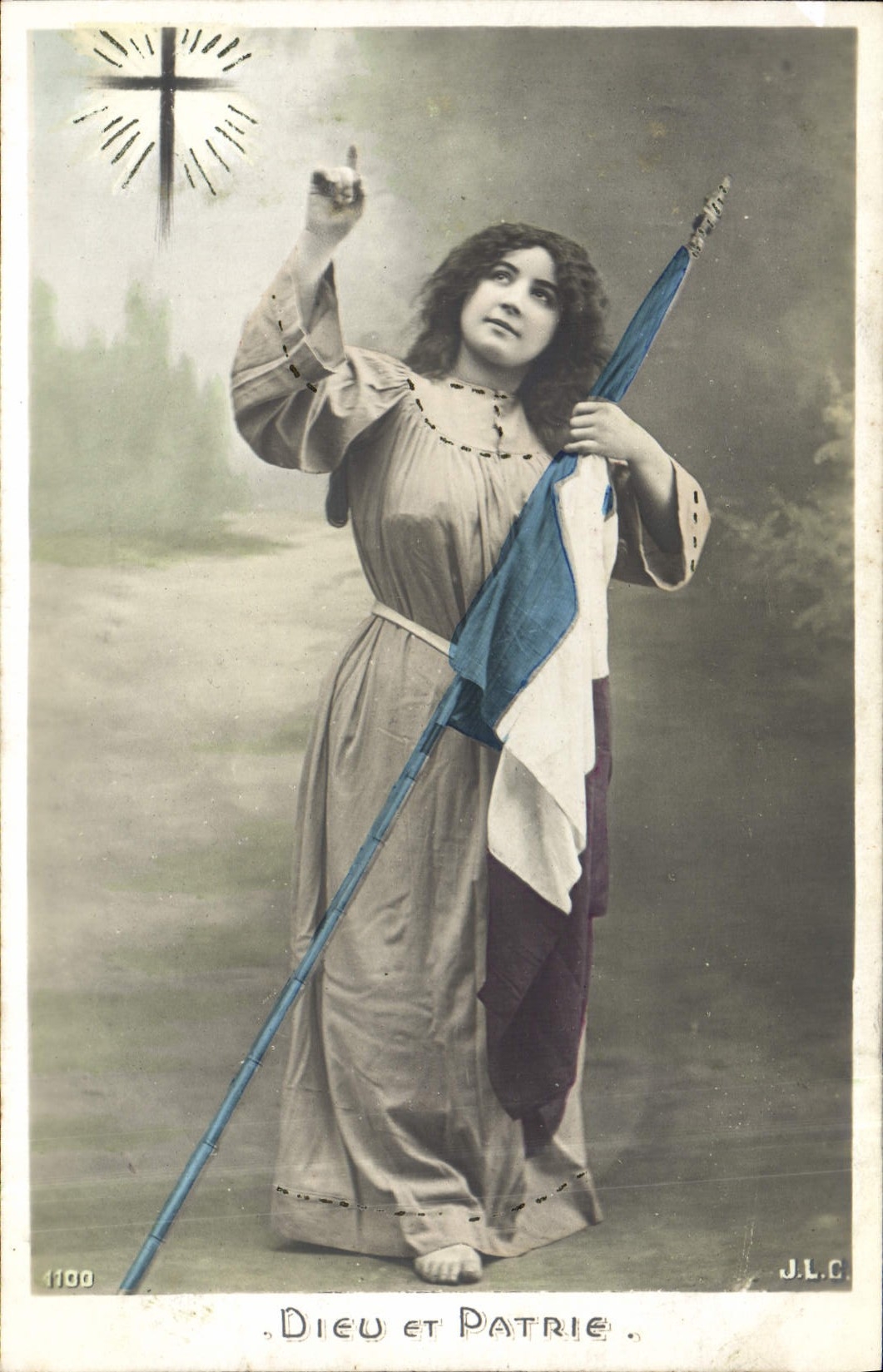 VINTAGE POSTCARD Fantasy Woman God and Fatherland