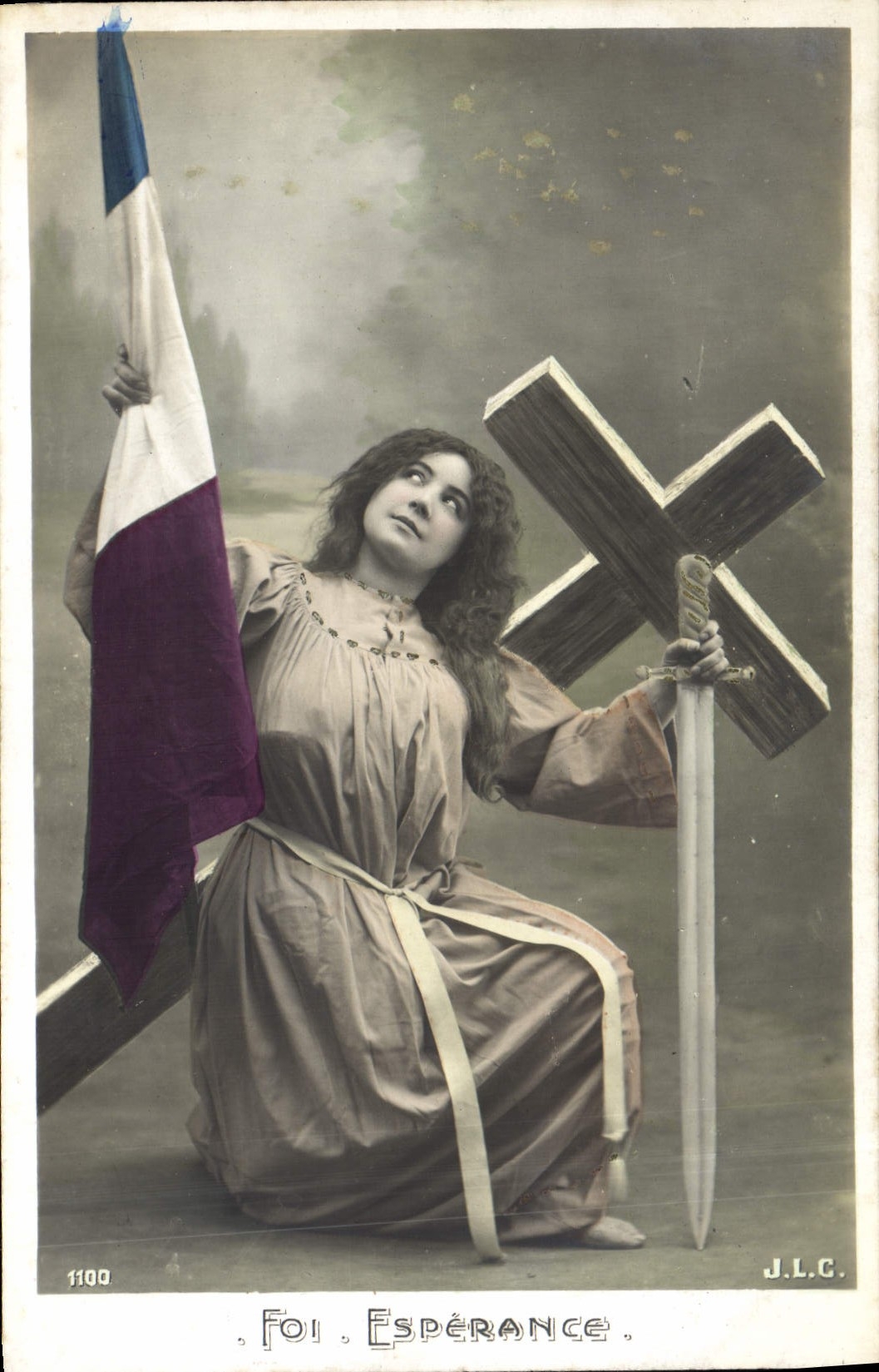 VINTAGE POSTCARD Fantasy Woman Faith Hope