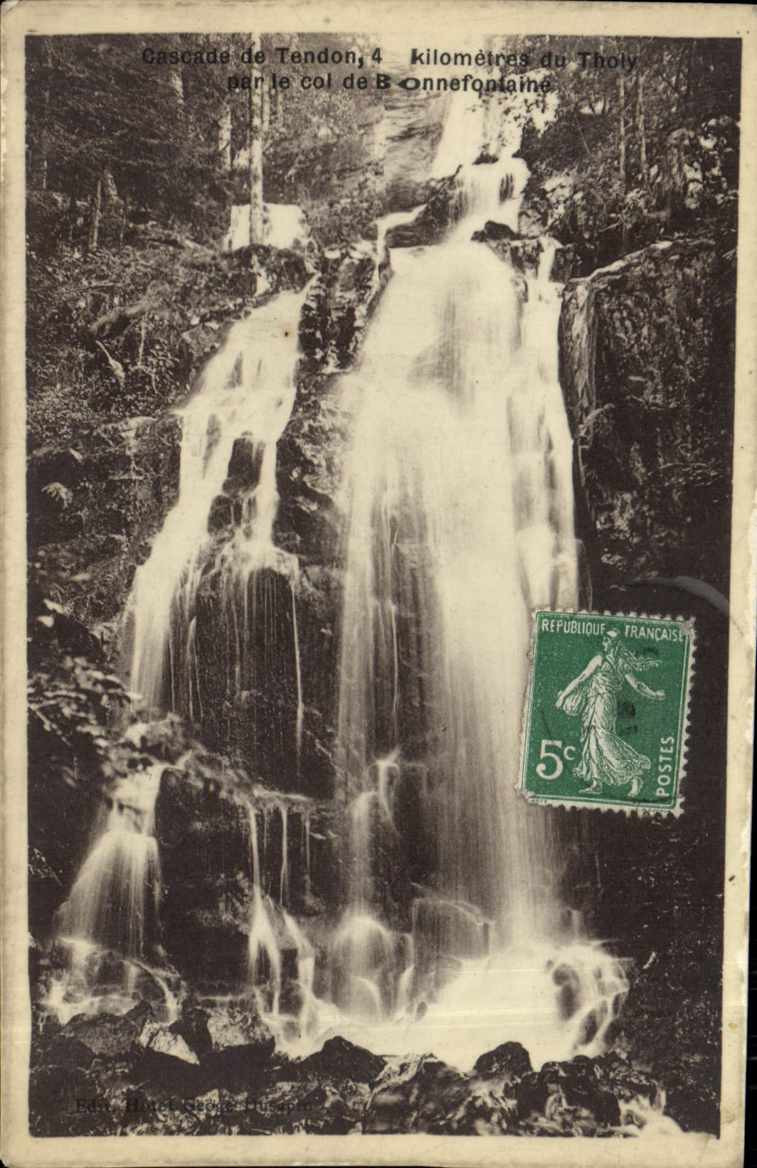 VINTAGE POSTCARD Cascade of Tholy Tendon by the collar of Bonnefontaine