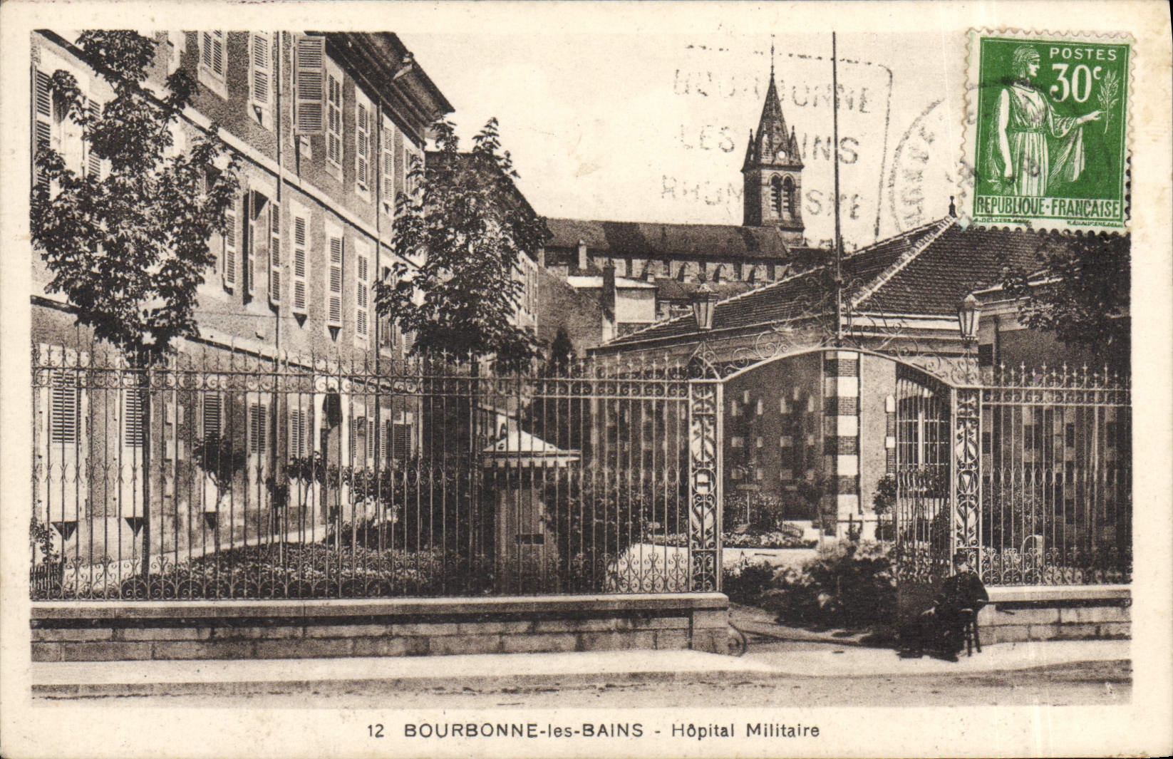 VINTAGE POSTCARD Bourbonne les Bains Militaria Military hospital