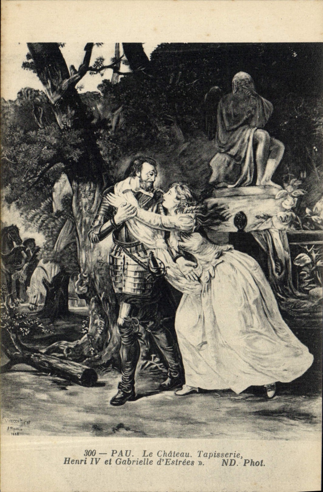 VINTAGE POSTCARD Pau the Castle Tapestry Henri IV Gabrielle d' Estrees