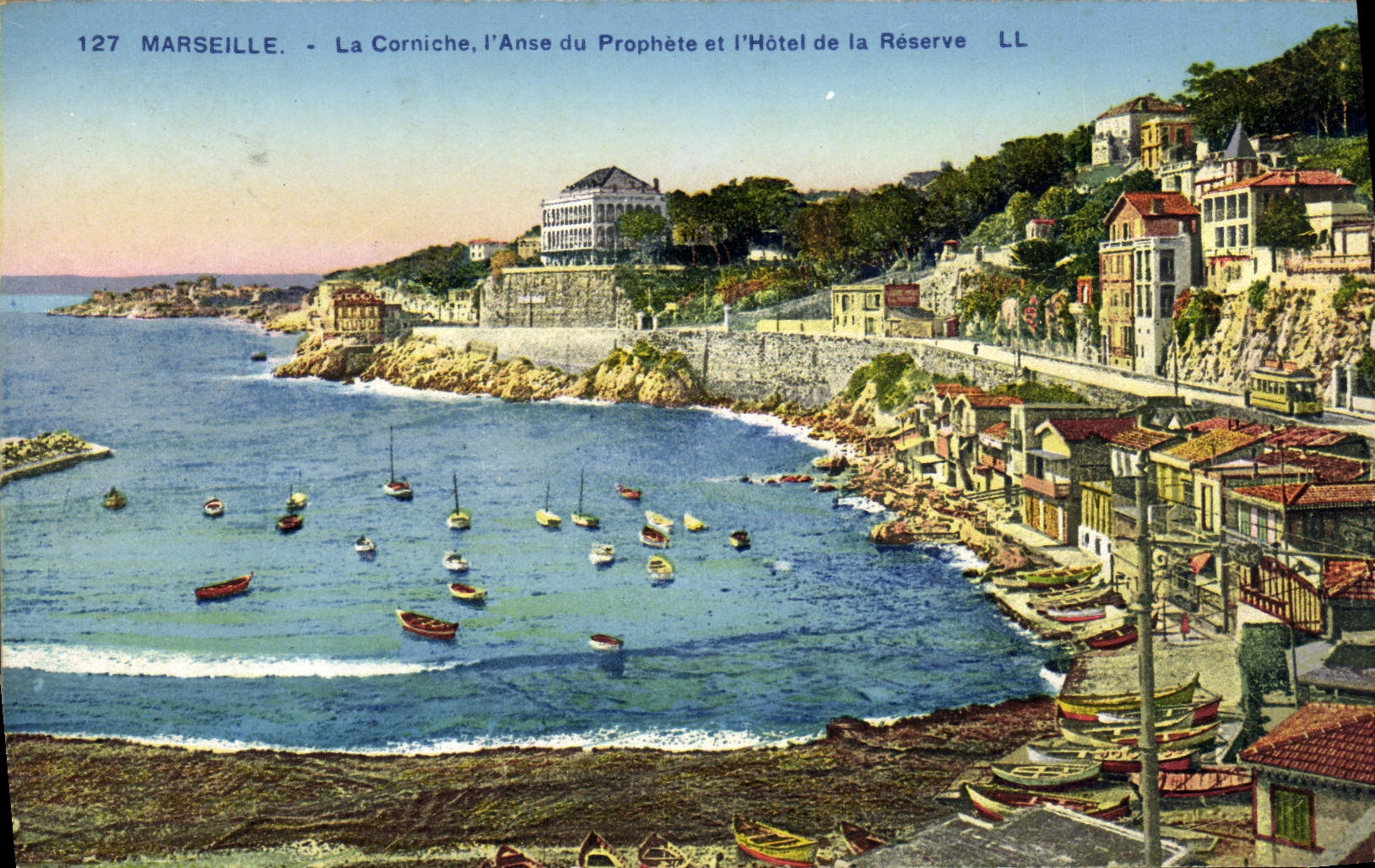 POSTAL Marsella de la VENDIMIA la cornisa la manija del profeta y el hotel de la reserva