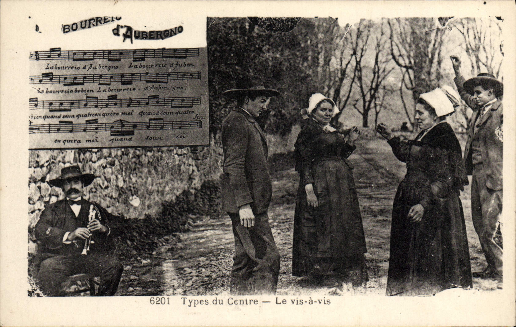 VINTAGE POSTCARD Standard of the Center Opposite Folklore Auvergne Faggot