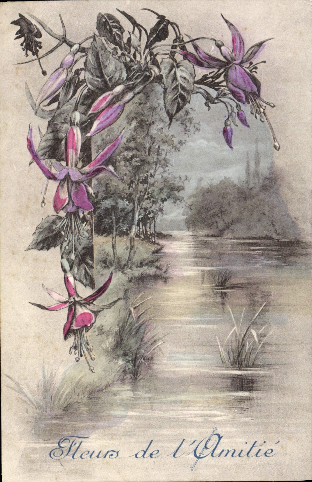 CPA Fantaisie Fleurs Heures de l'Amitie