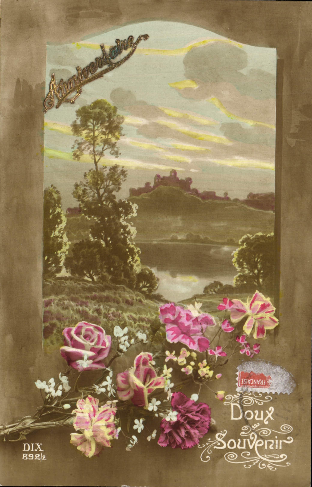 VINTAGE POSTCARD Fantasy Soft Flowers Souvenir