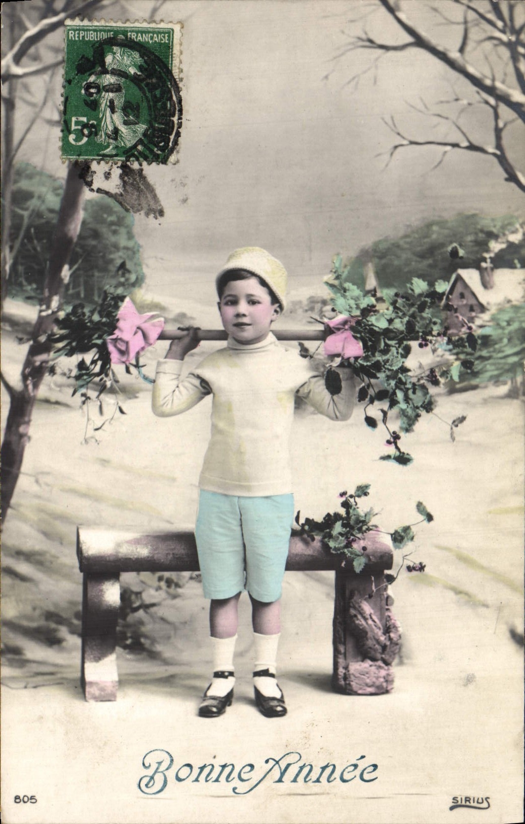 VINTAGE POSTCARD Fantasy Child with snow Happy New Year