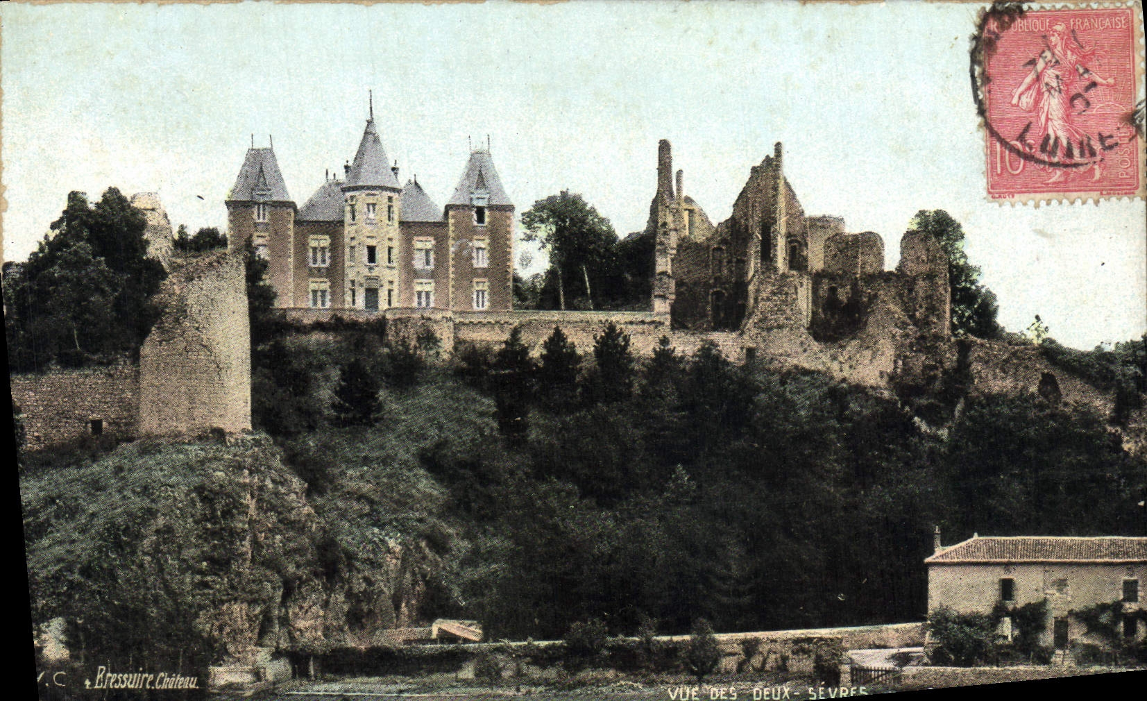VINTAGE POSTCARD Bressuire Vue of Both Separate Castle