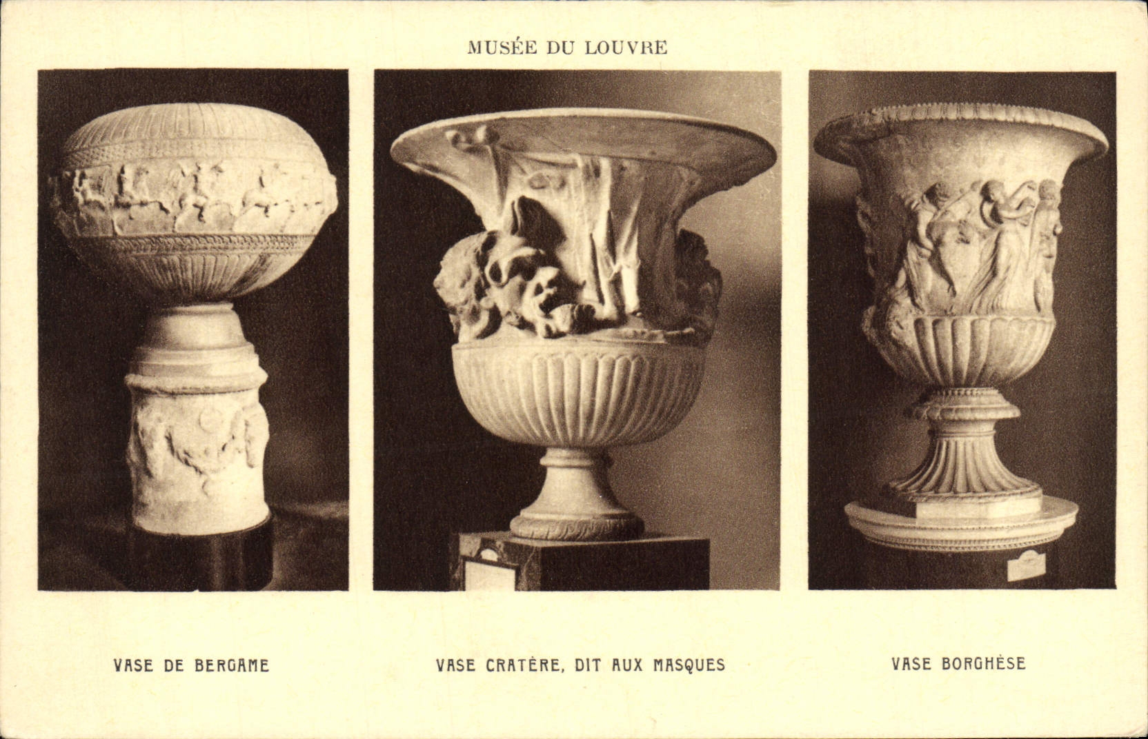 Museo de París de la POSTAL de la VENDIMIA del florero de la lumbrera del cráter de Borghese del florero de Bérgamo