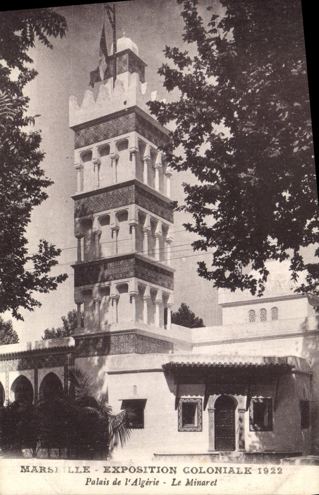 CPA Marseille Exposition Coloniale 1922 Palais de l'Algerie Le minareet