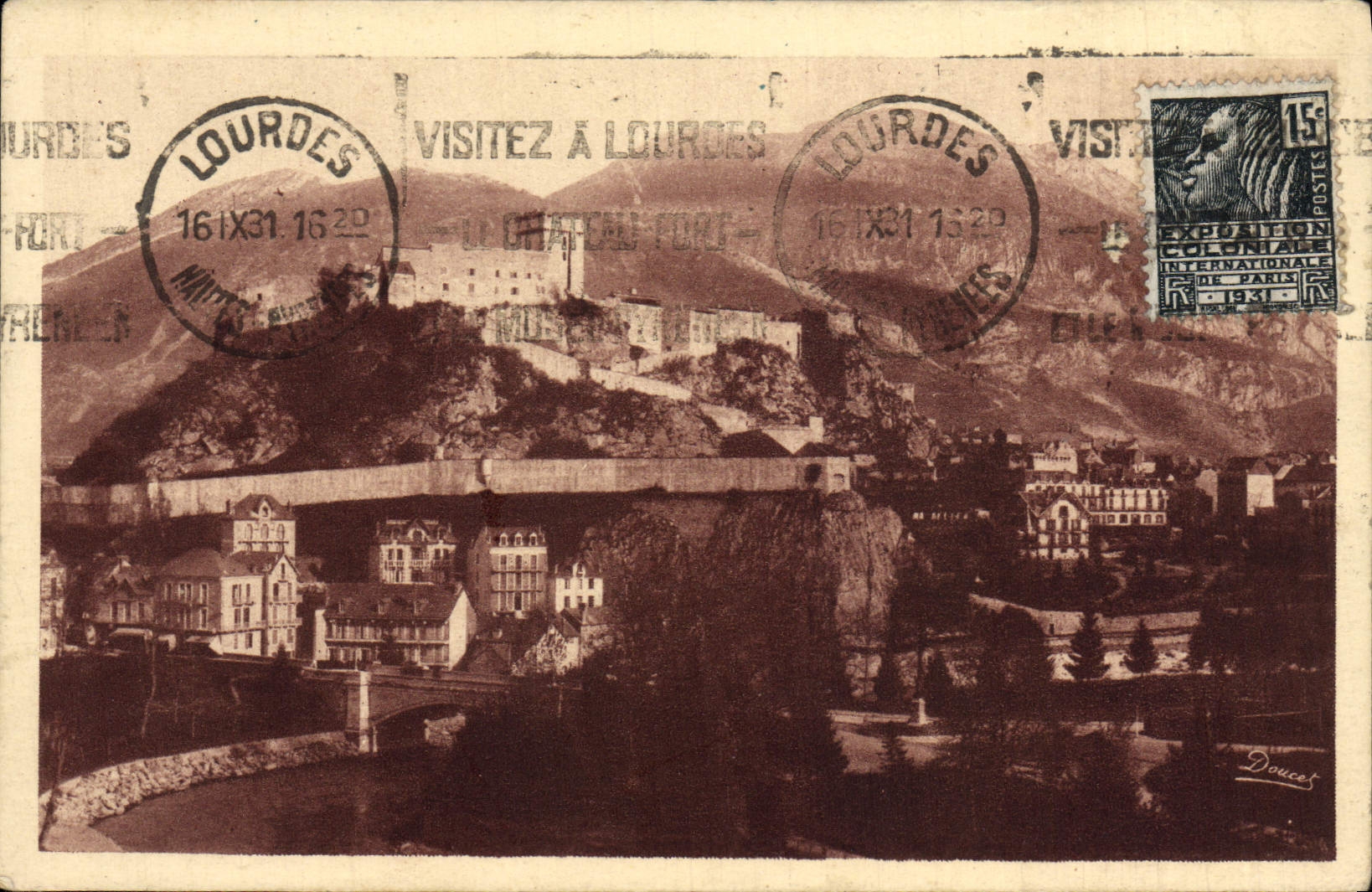 VINTAGE POSTCARD Heavy the Strong Castle and View of the Peak Of Jer