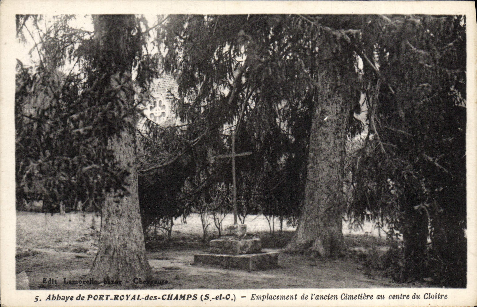VINTAGE POSTCARD Abbey of Royal Port of the Fields Site of the old cemetery in the center of the cloister