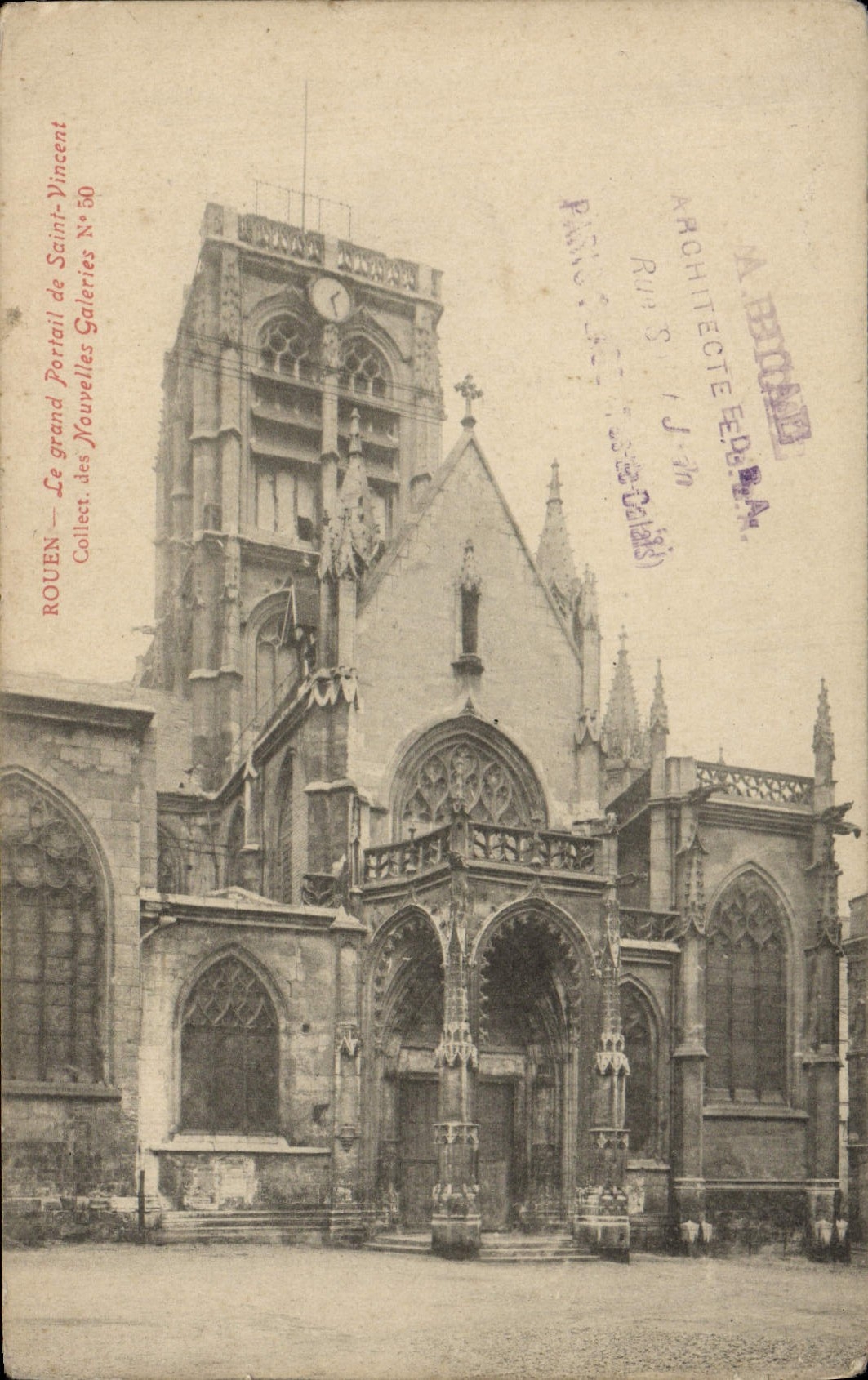 VINTAGE POSTCARD Rouen the Large Gate of Vincent Saint