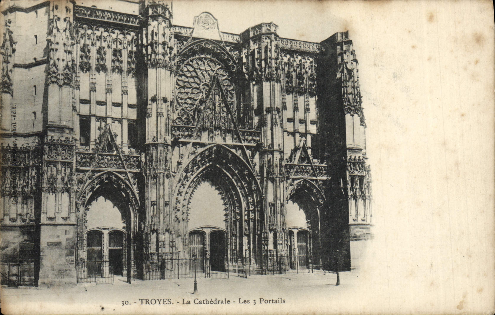 VINTAGE POSTCARD Troyes the Cathedral Gates