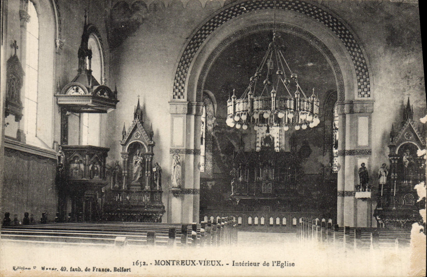 Hombre interior de Montreux de la POSTAL de la VENDIMIA viejo de la iglesia