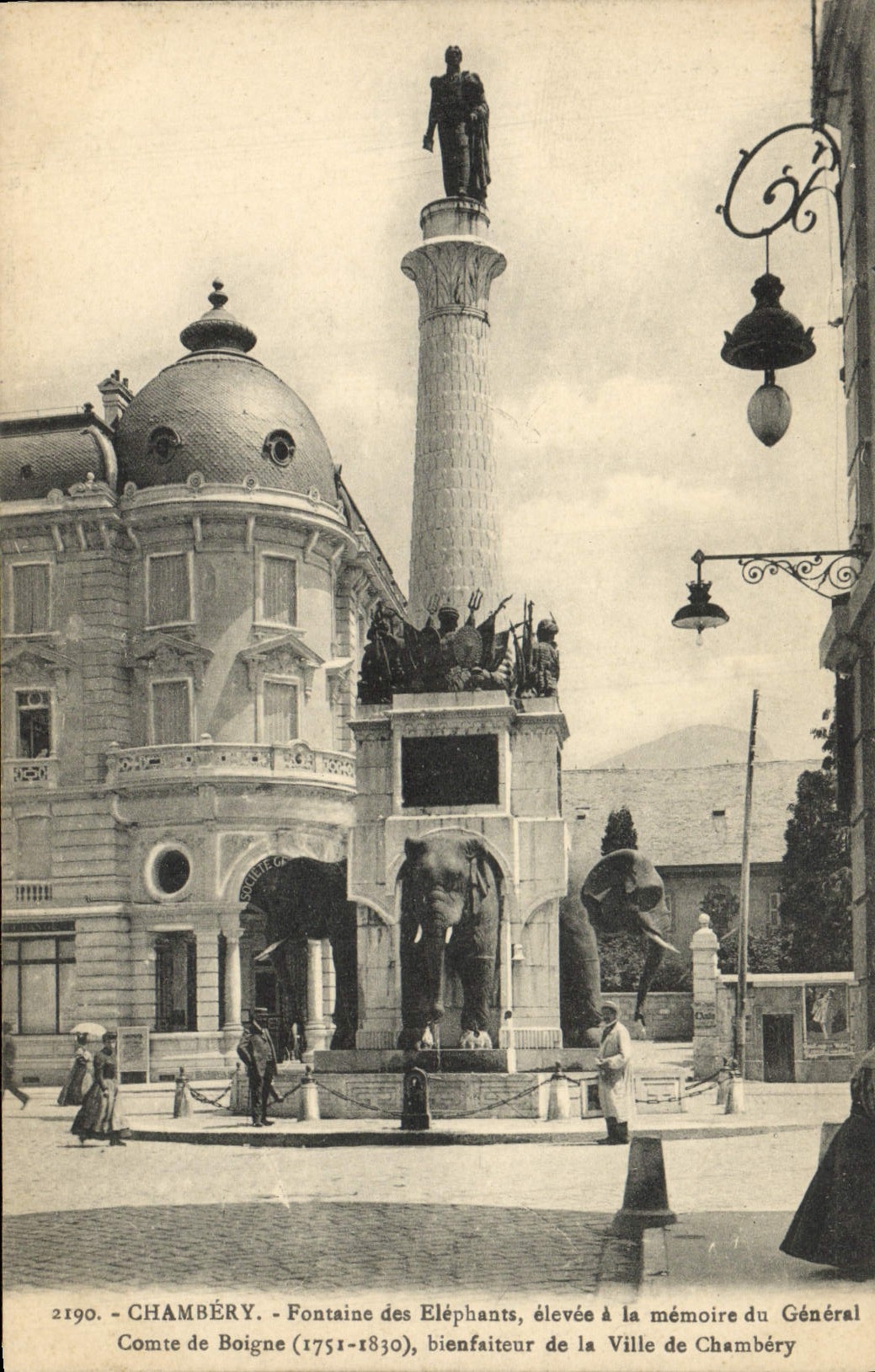 VINTAGE POSTCARD Chambéry Fountain of the Elephants