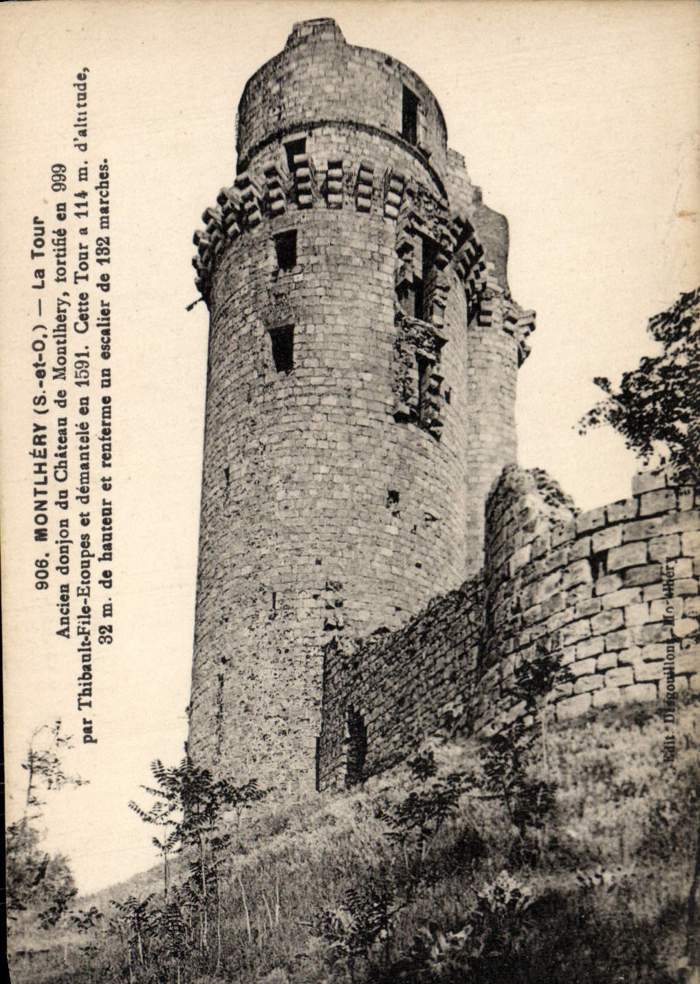 VINTAGE POSTCARD Montlhery the Tower Old keep of the Castle of Montihery
