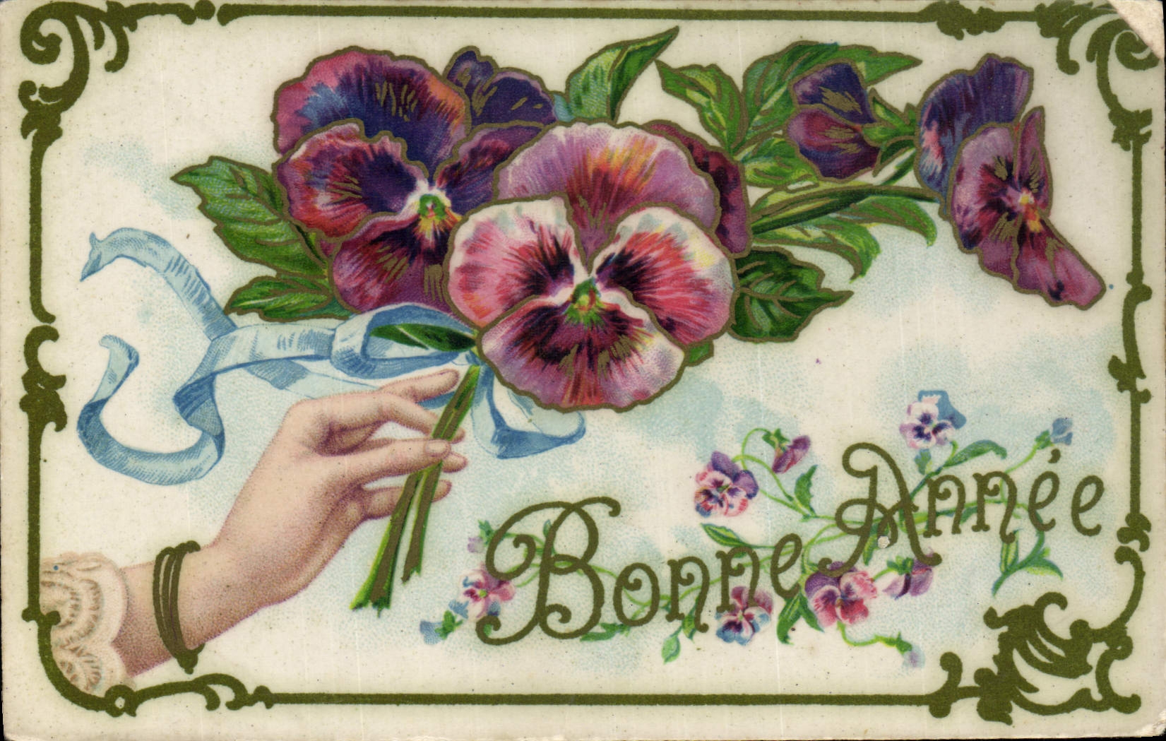 CPA Bonne Annee Fleurs 