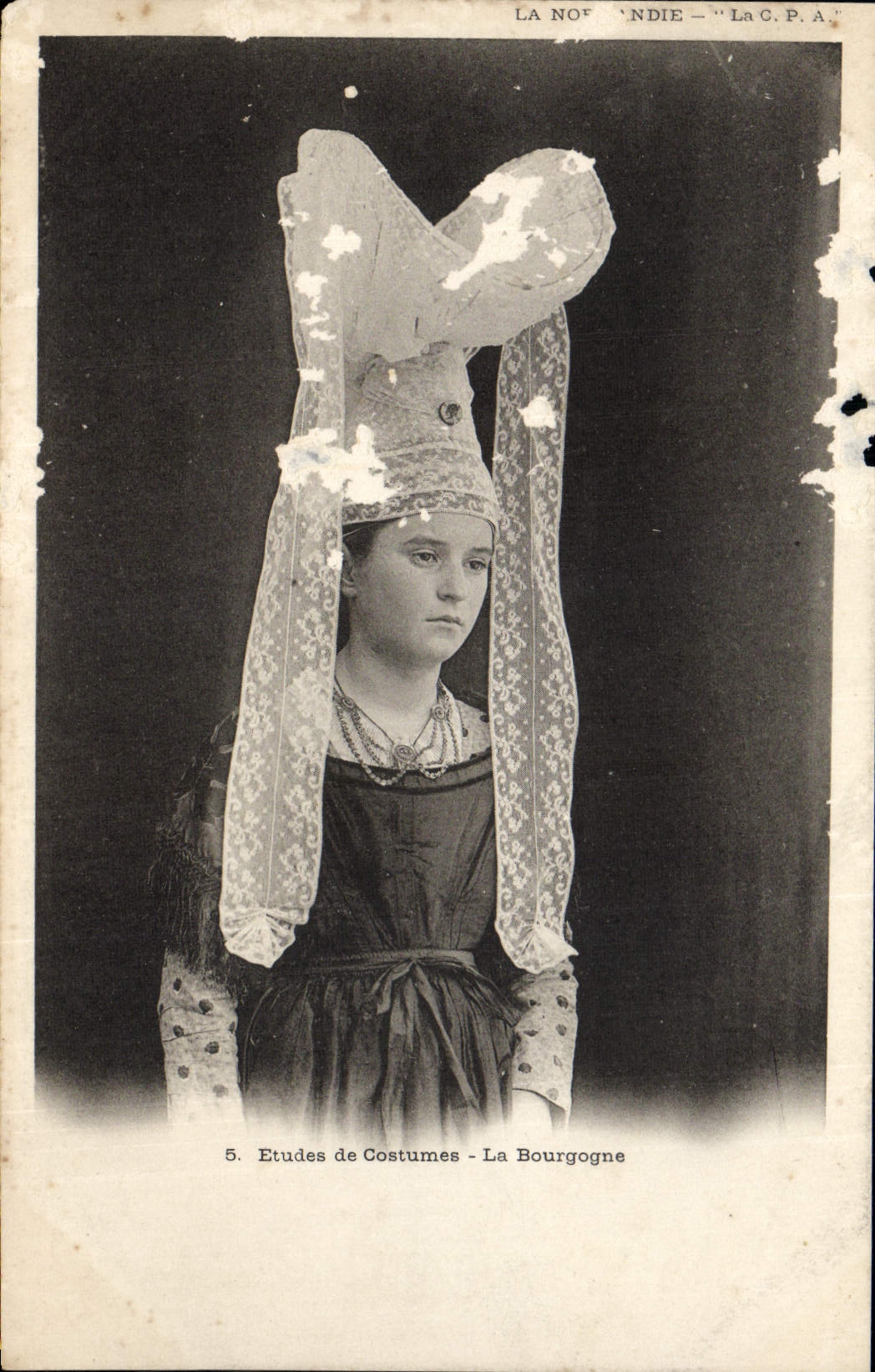 VINTAGE POSTCARD Studies of Costumes Burgundy Folklore