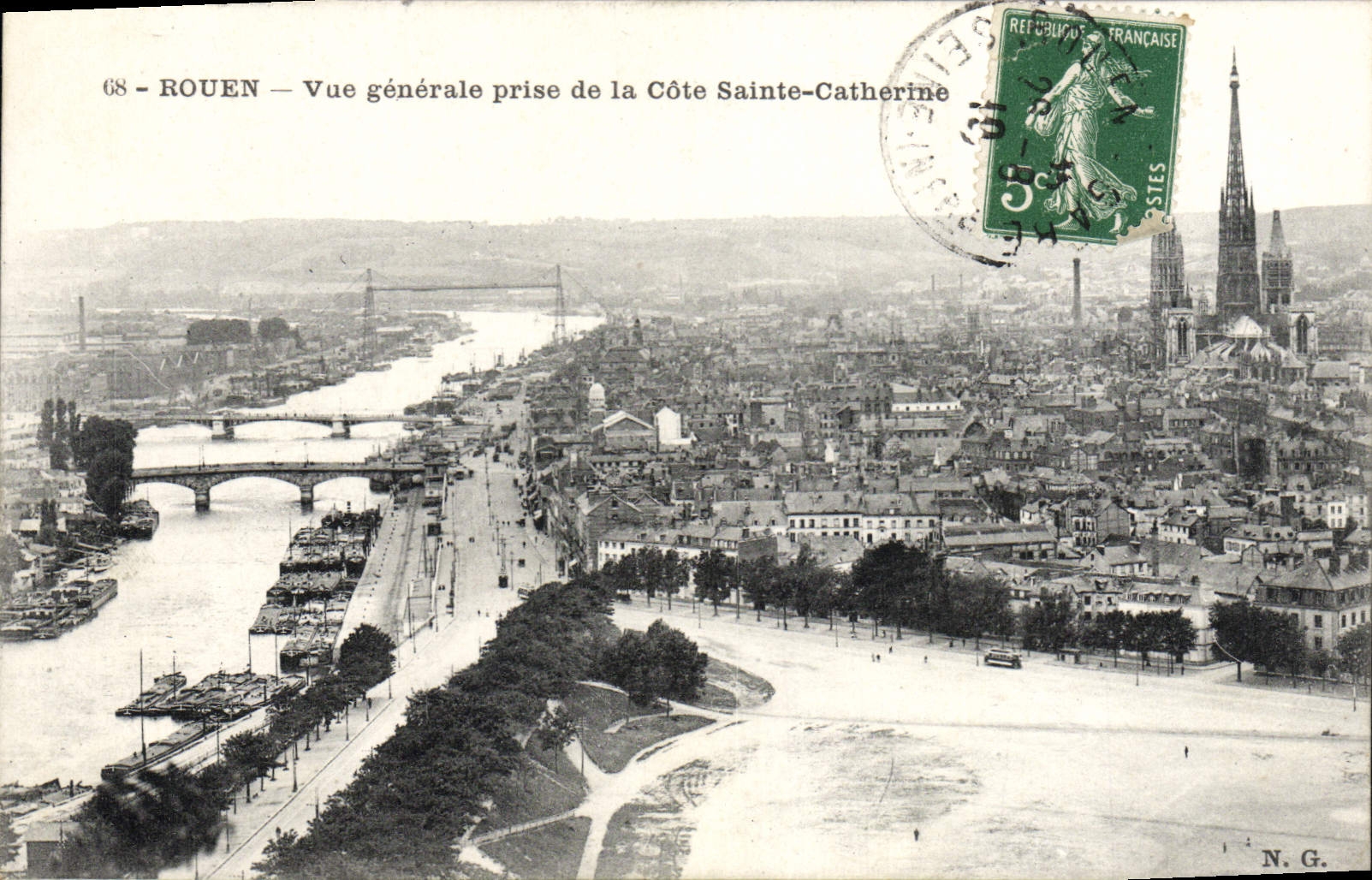 CPA Rouen Vue Generale Prise de la Cote Sainte Catherine