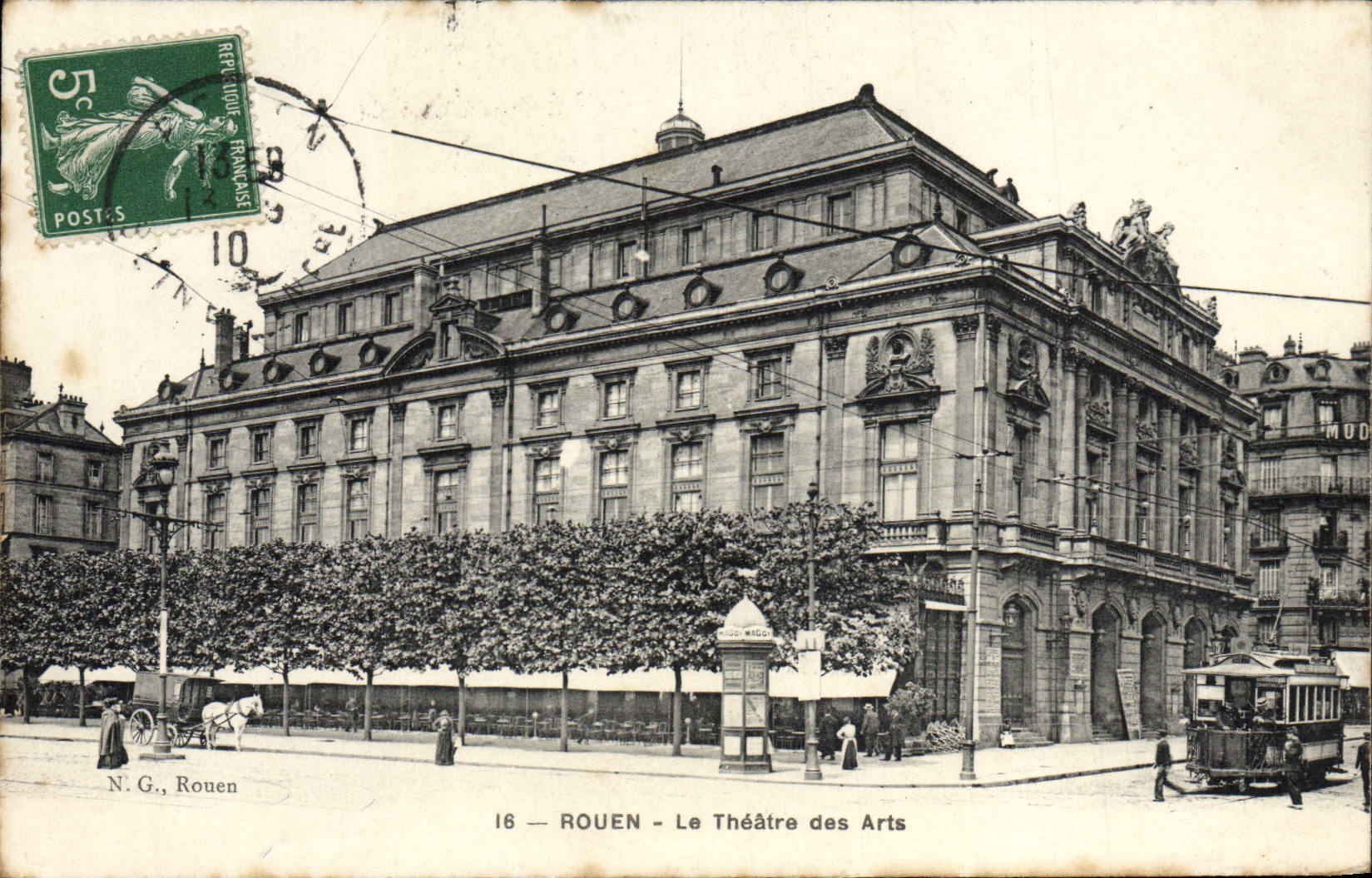 CPA Rouen Le Theatre des Arts Tramway