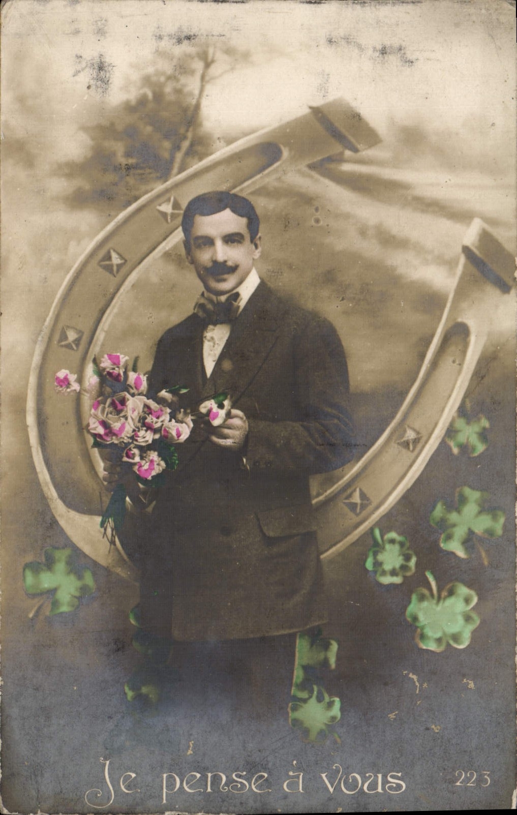 CPA Fantaisie Homme Fer a cheval