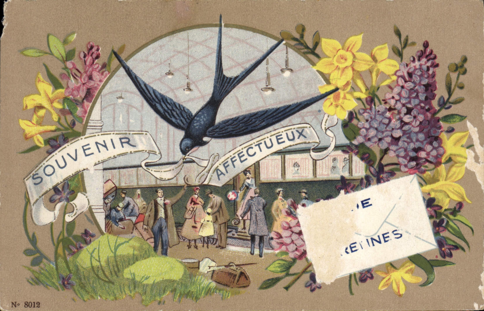 CPA Fantaisie Hirondelle Train 