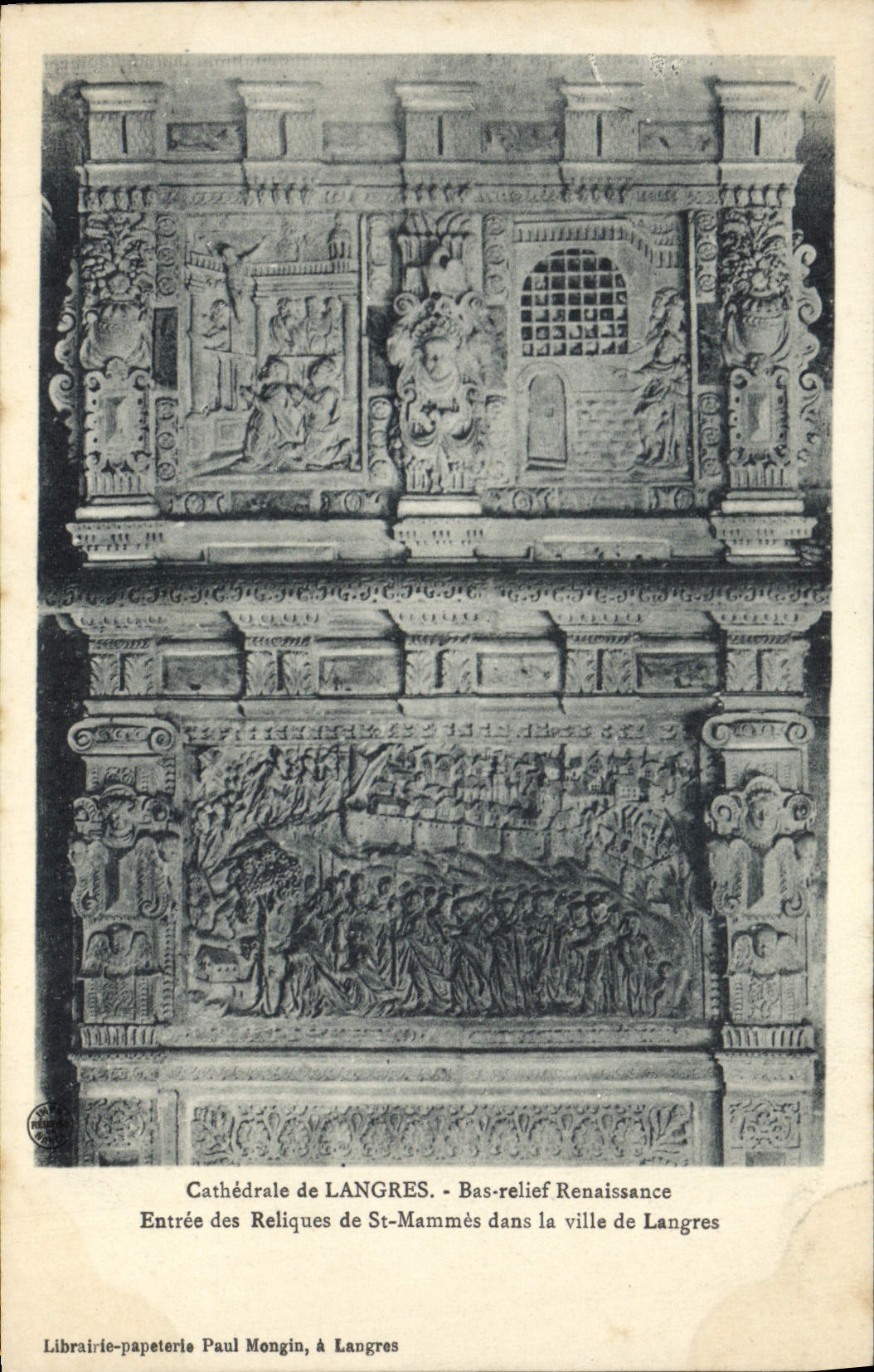 CPA Langres Bas Relief Renaissance Entree des reliques de St Mammes dans la villed e Langres