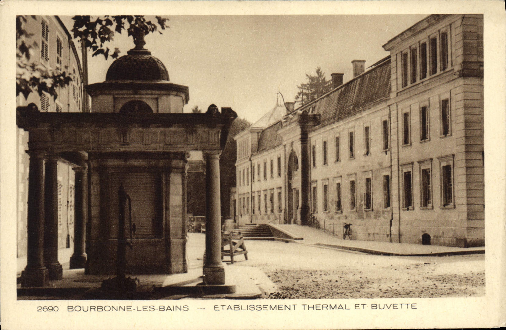 VINTAGE POSTCARD Bourbonne Les Bains Hydropathic establishment and Refreshment bar