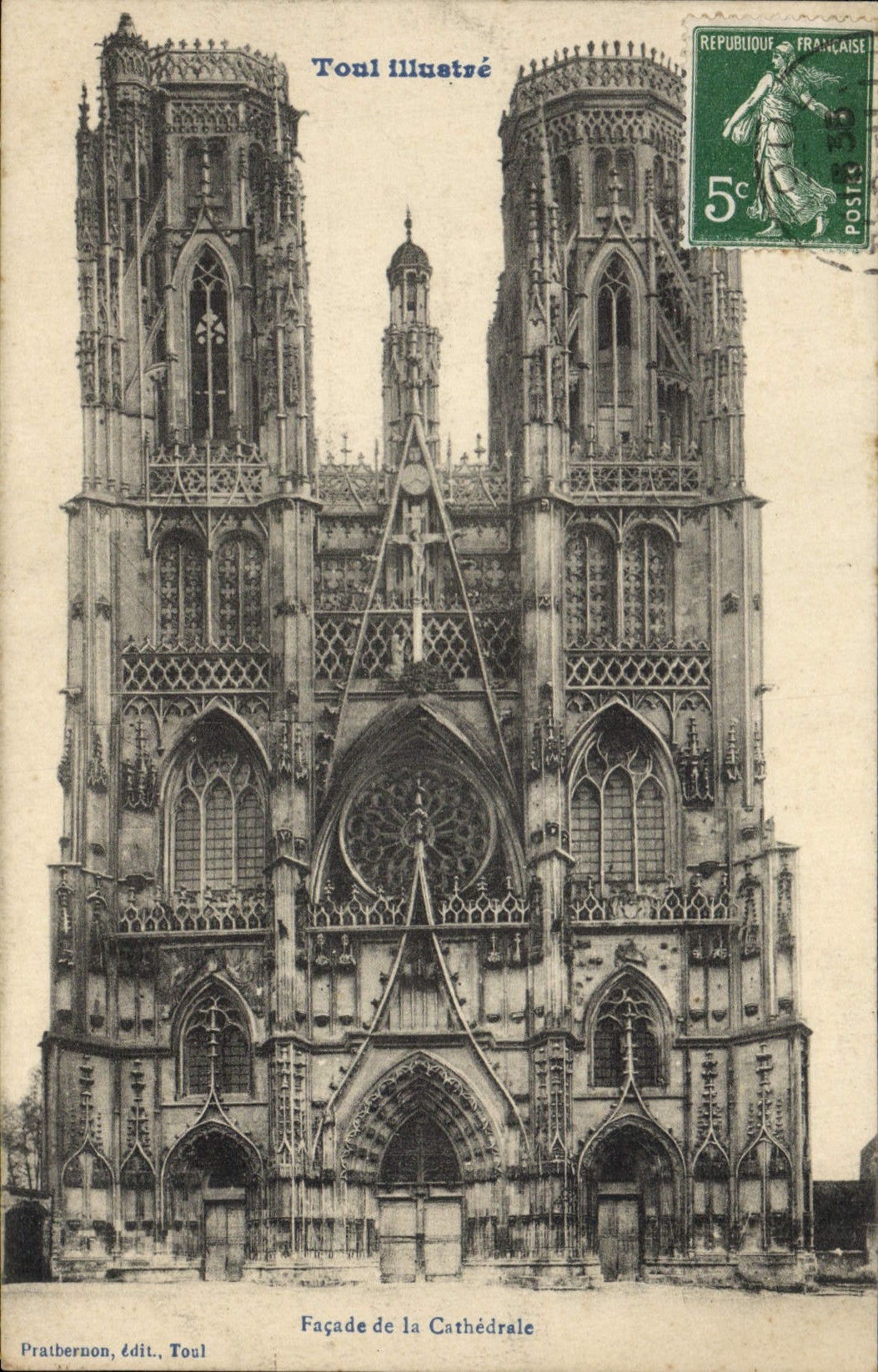 VINTAGE POSTCARD Toul Illustrates Frontage of the cathedral
