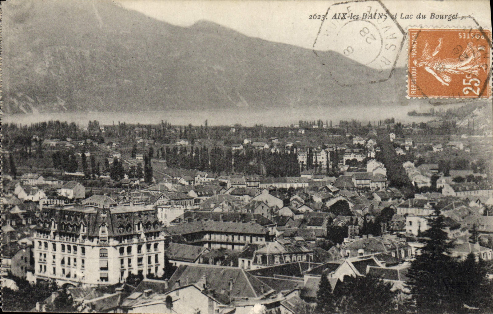 VINTAGE POSTCARD Aix Les Bains And lake of Le Bourget