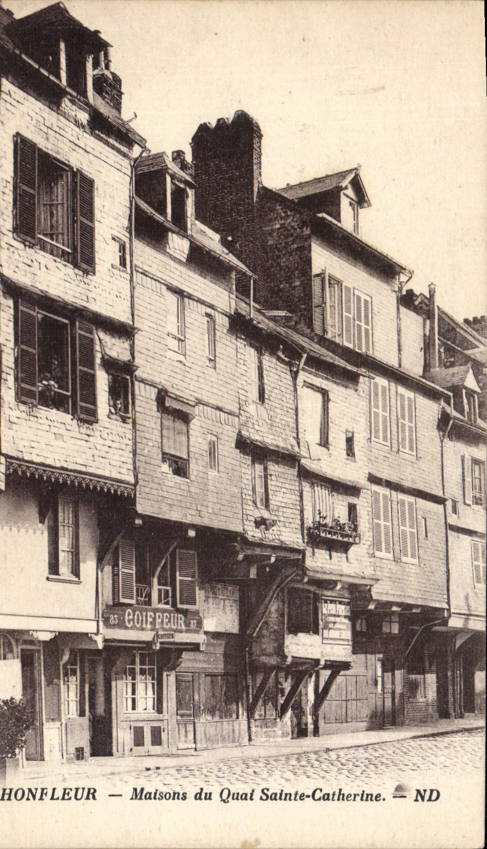VINTAGE POSTCARD Honfleur Houses of the Quay Sainte Catherine Coiffeur