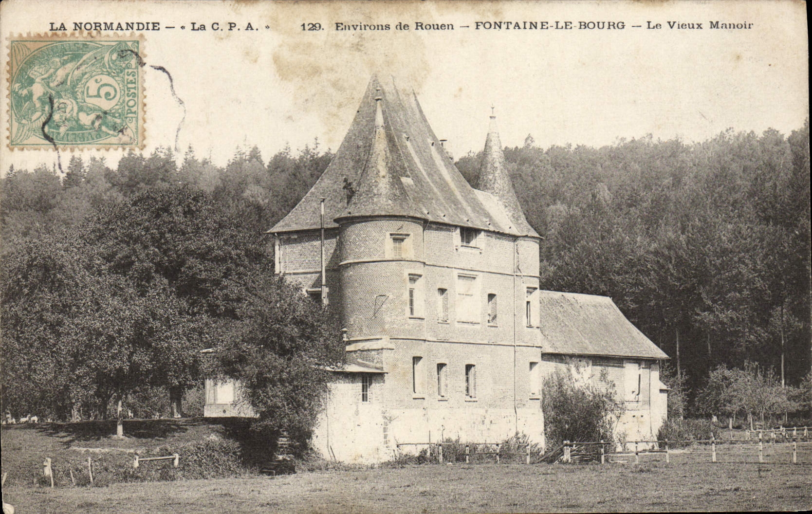 Alrededores de Normandía de la POSTAL de la VENDIMIA de la fuente de Ruán la ciudad el señorío viejo