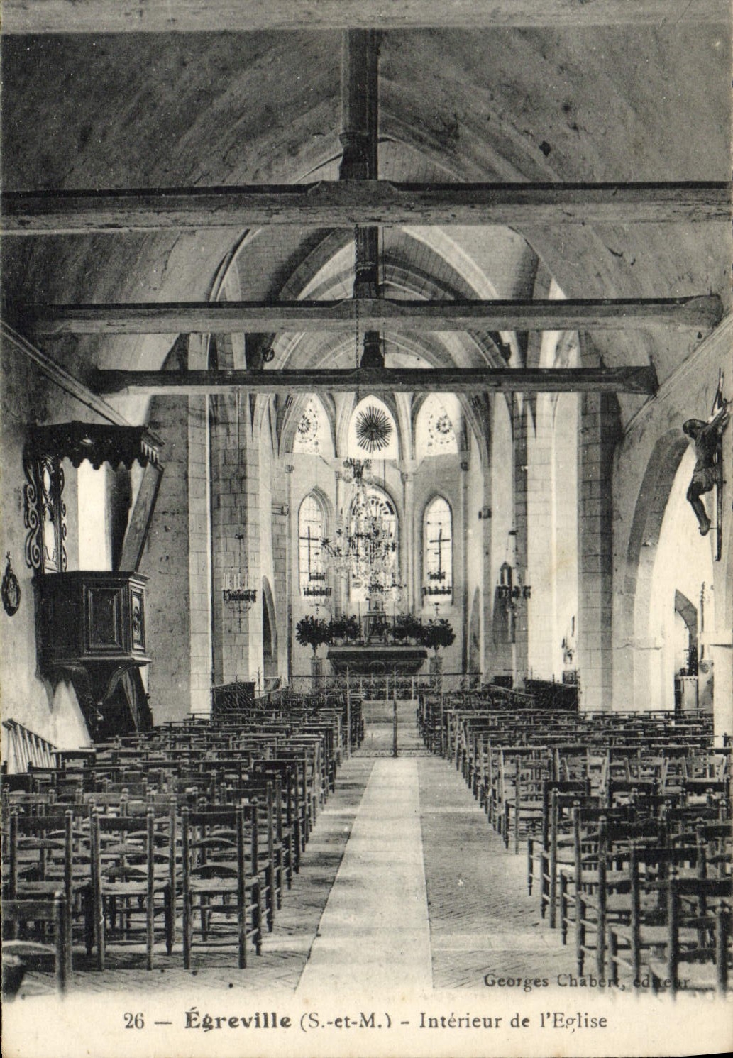 VINTAGE POSTCARD Interior Egreville of the Church