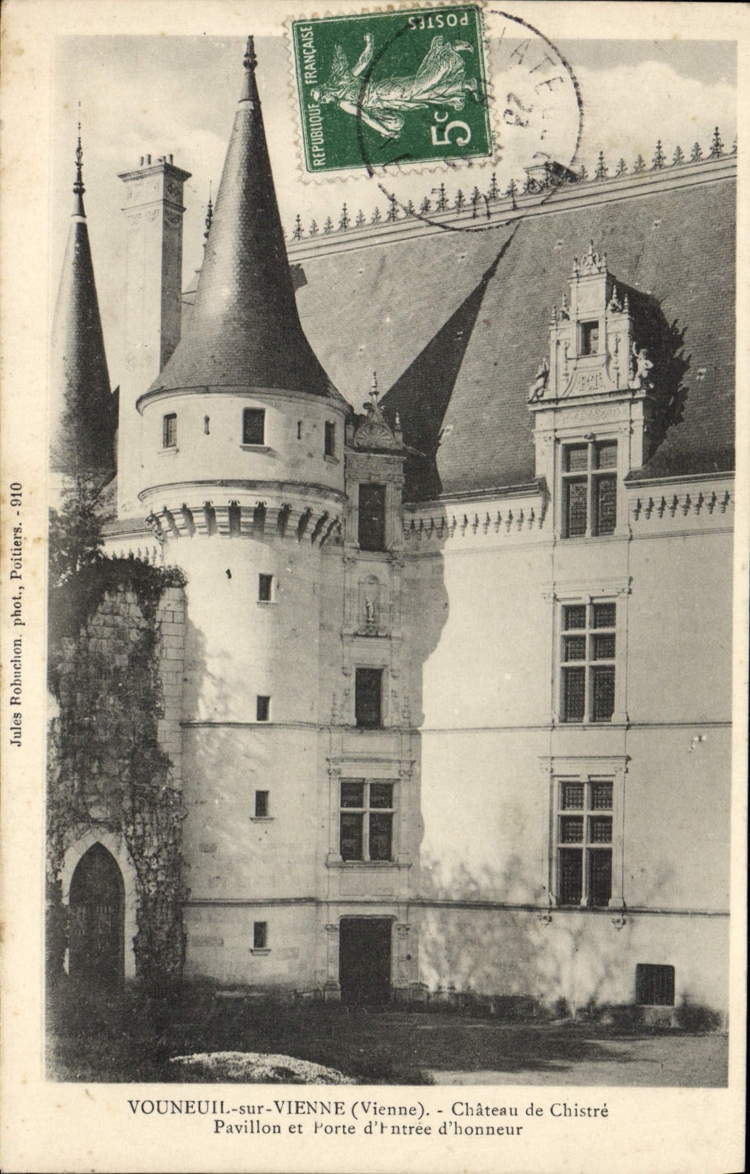 POSTAL Vouneuil de la VENDIMIA en el castillo de Viena de la casa de Chistre y la puerta principal del honor