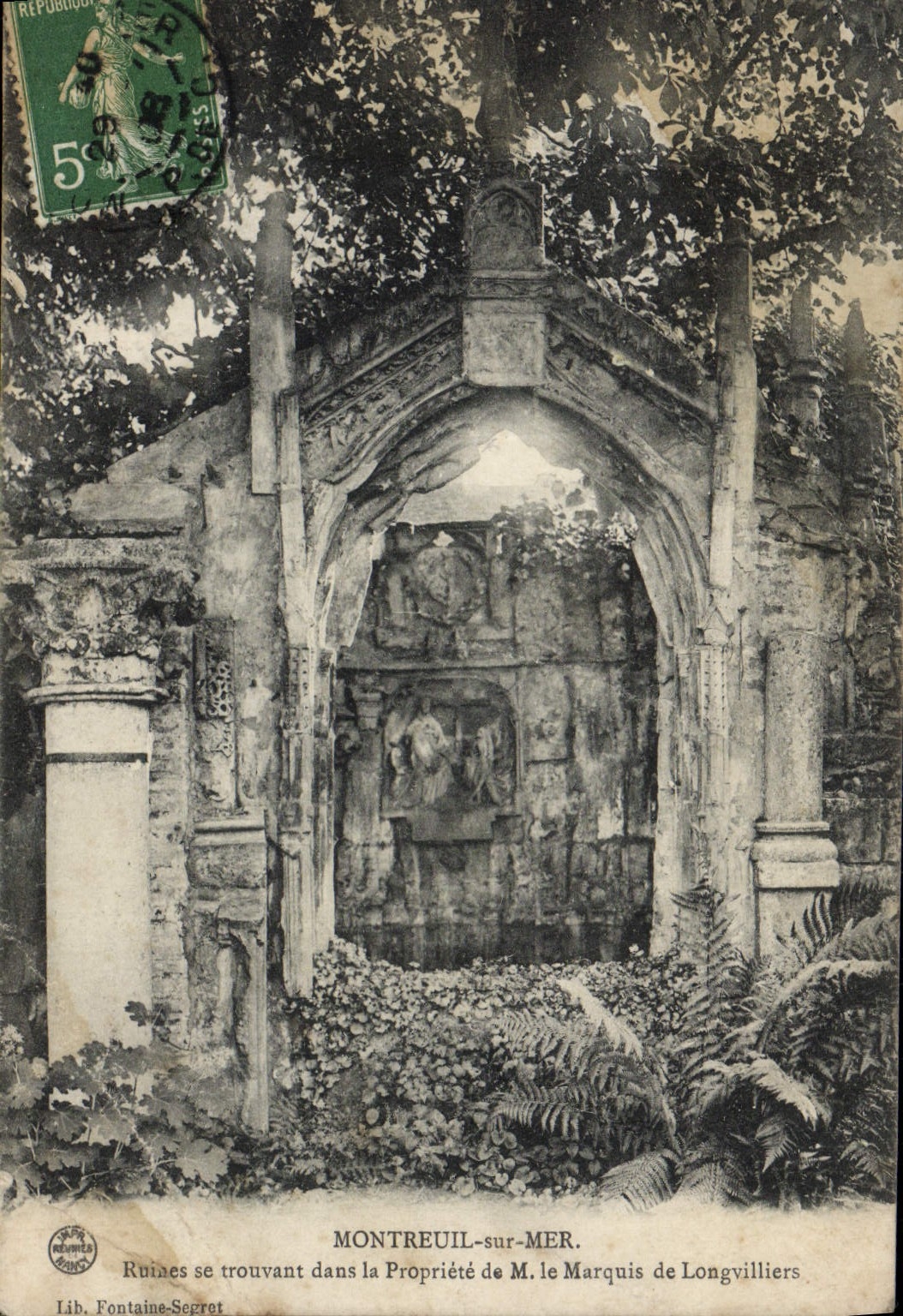 VINTAGE POSTCARD Montreuil On Sea Ruins Being in the Property of M the Marquis de Longvilliers