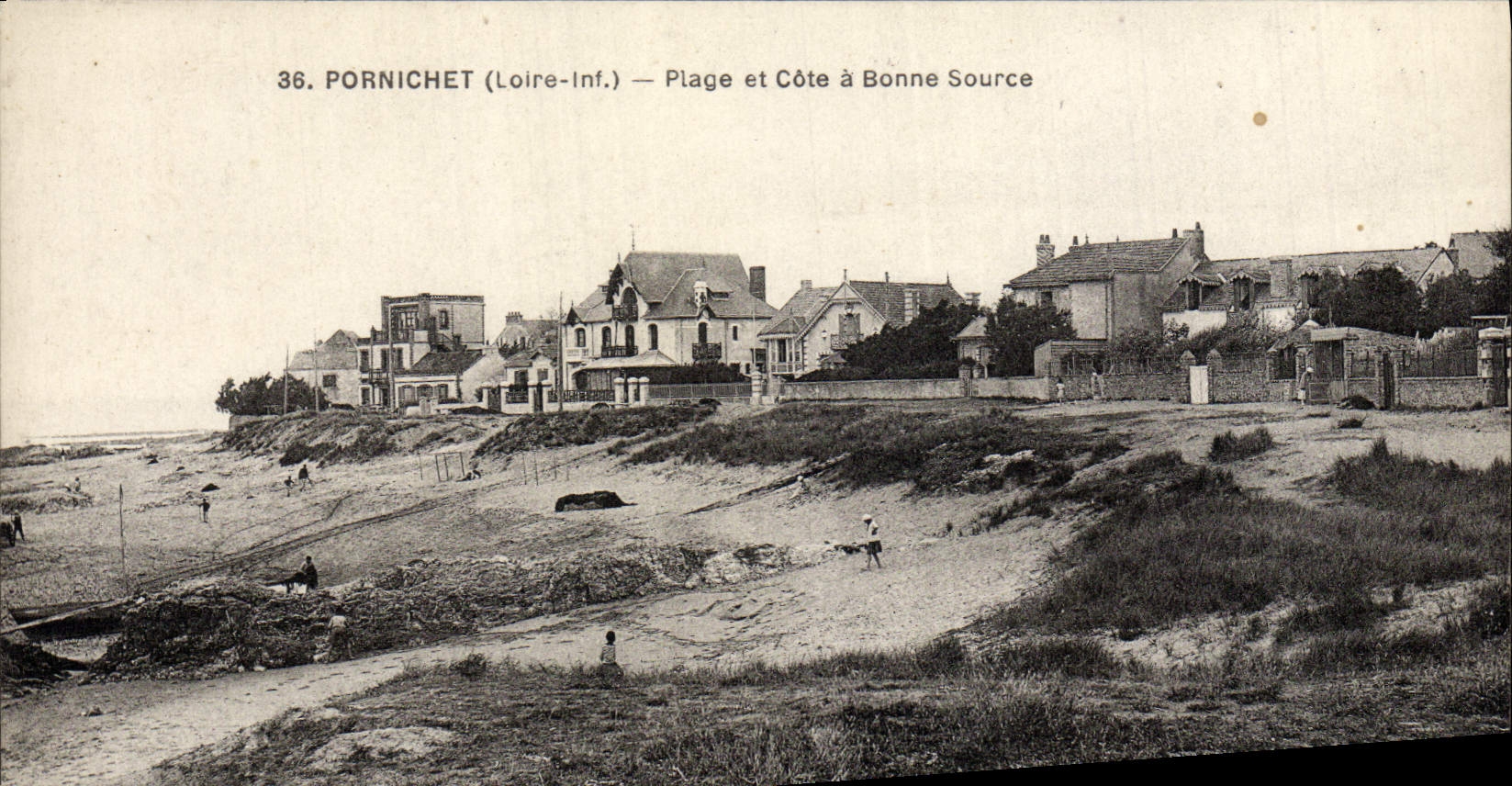 VINTAGE POSTCARD Pornichet Beach and Cote have Bonne source