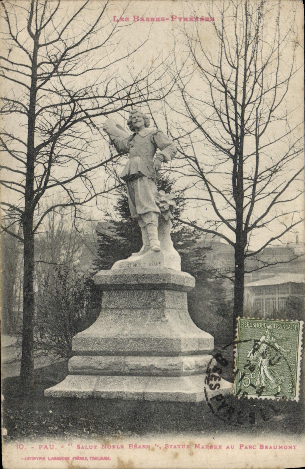 VINTAGE POSTCARD Noble Pau Salut Bearn Rules Marere with the Beaumont park