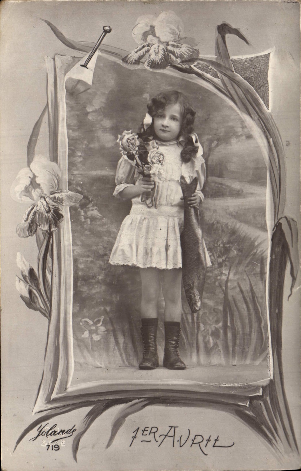 CPA Fantaisie Enfant 1er Avril Fleurs