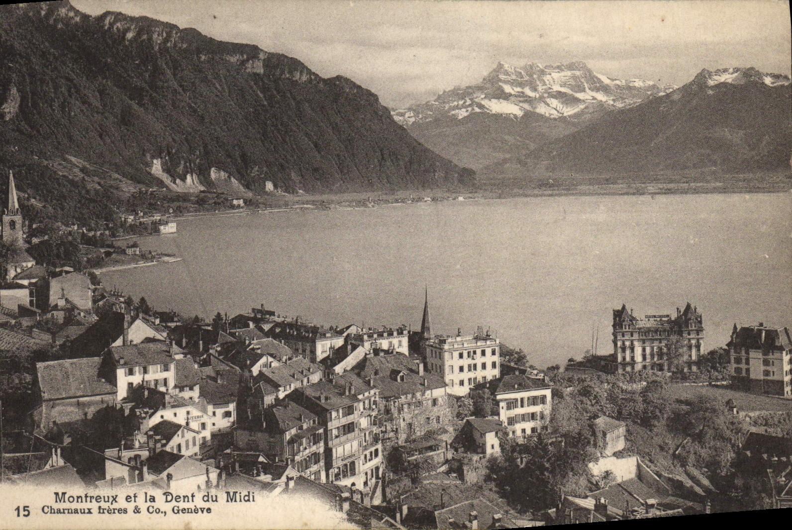 VINTAGE POSTCARD Monfreux And Dent du midi