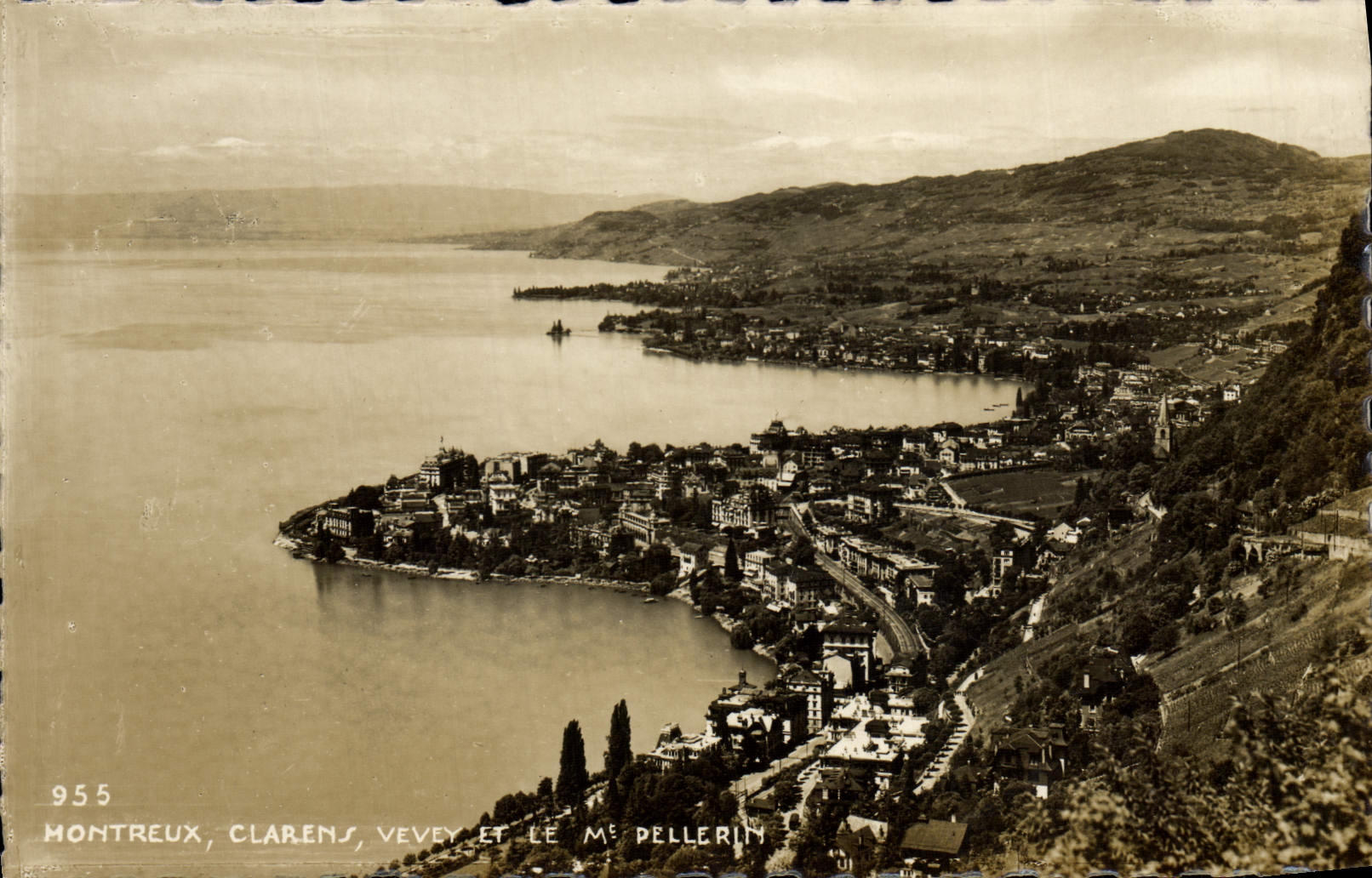 VINTAGE POSTCARD Montreux Clarens Vevey and the MT Pilgrim